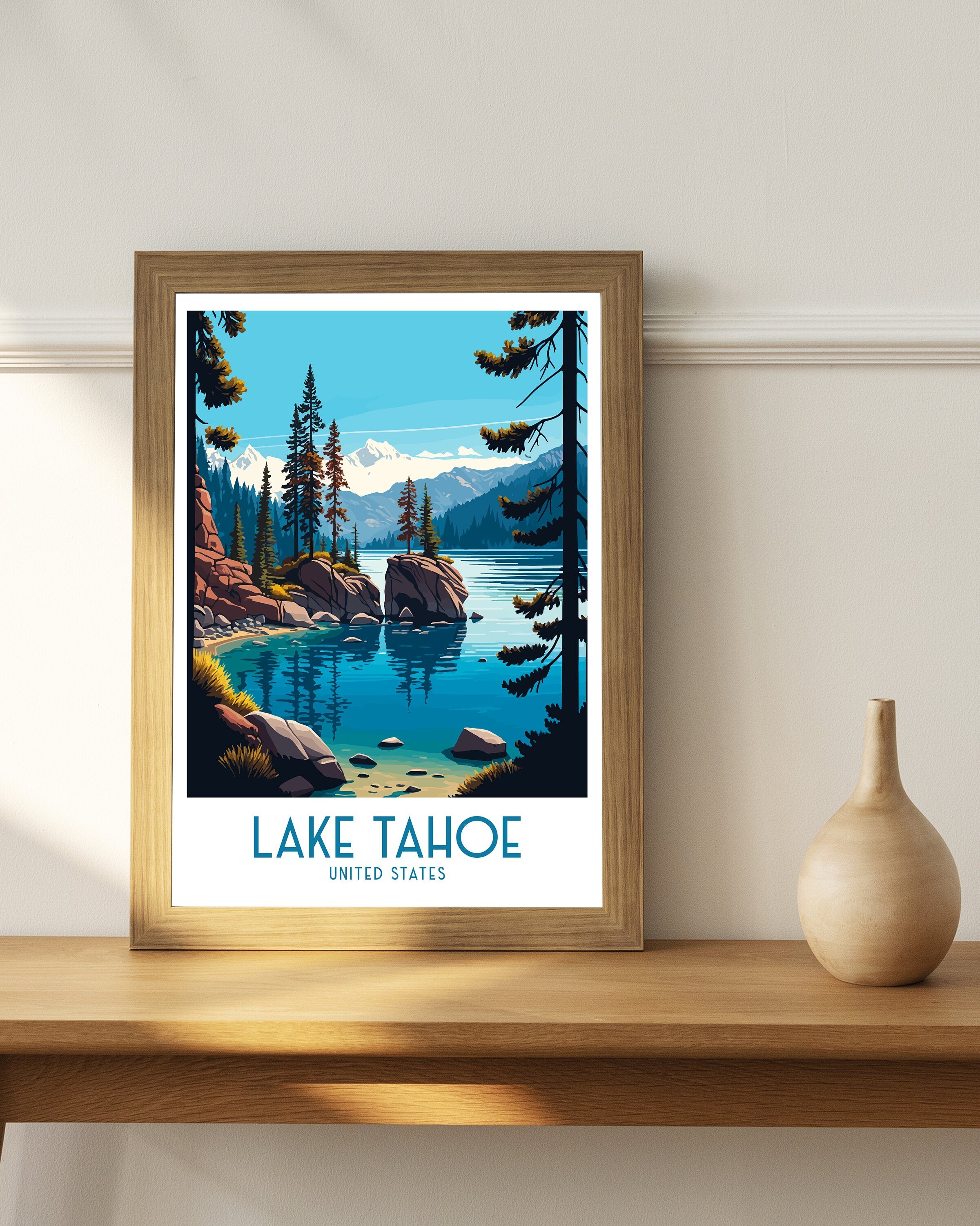 Lake Tahoe Travel Poster | Sierra Nevada Art Print