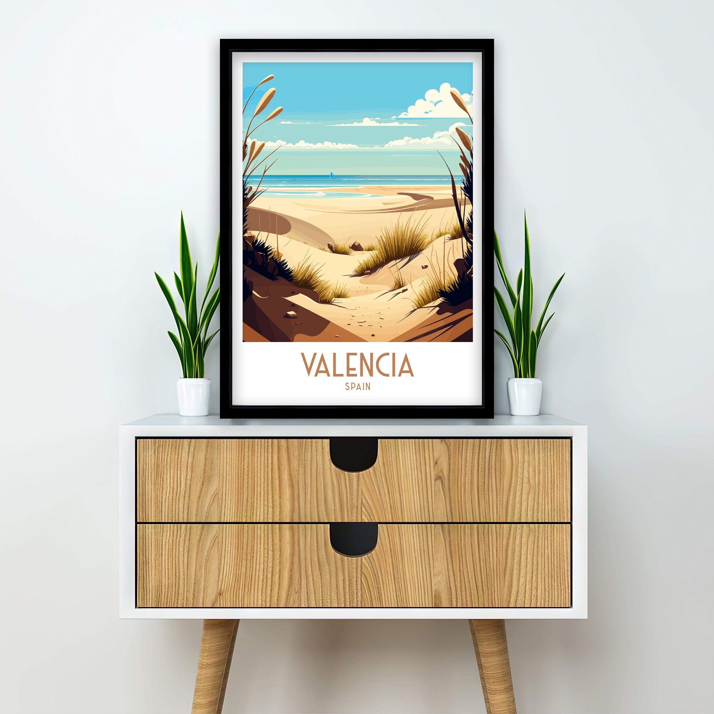 Valencia Beach Travel Print | Spain Coastal Art