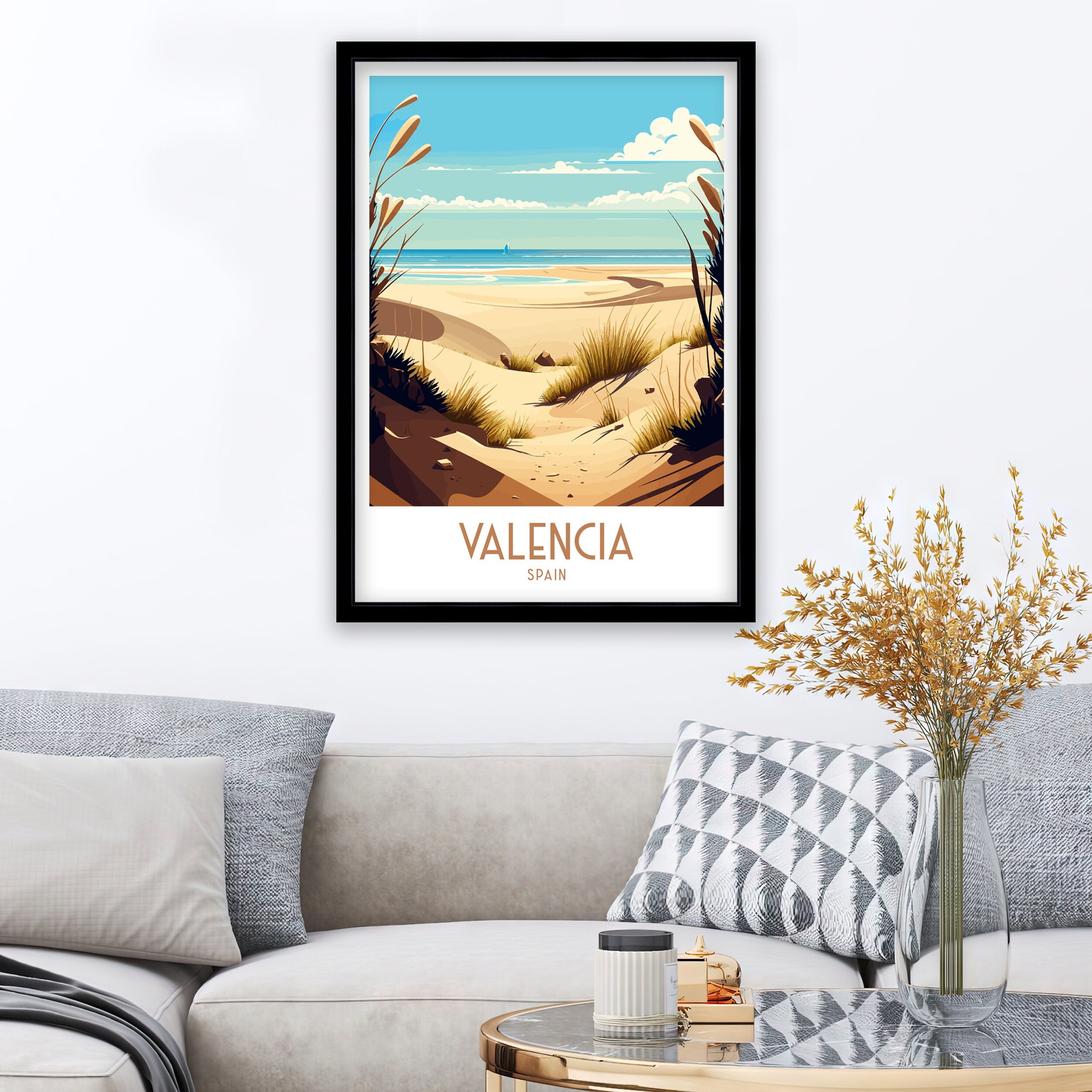Valencia Beach Travel Print | Spain Coastal Art