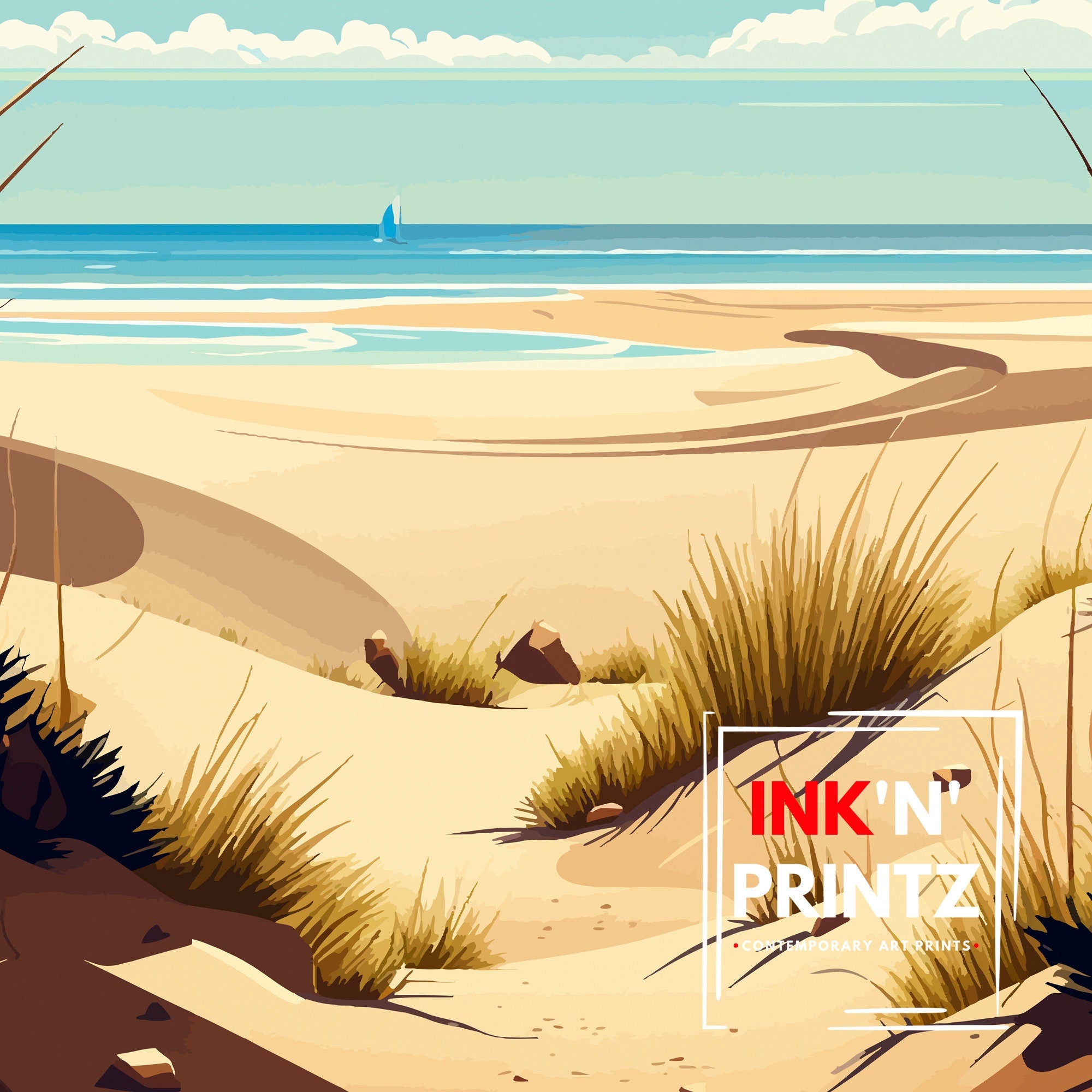 Valencia Beach Travel Print | Spain Coastal Art
