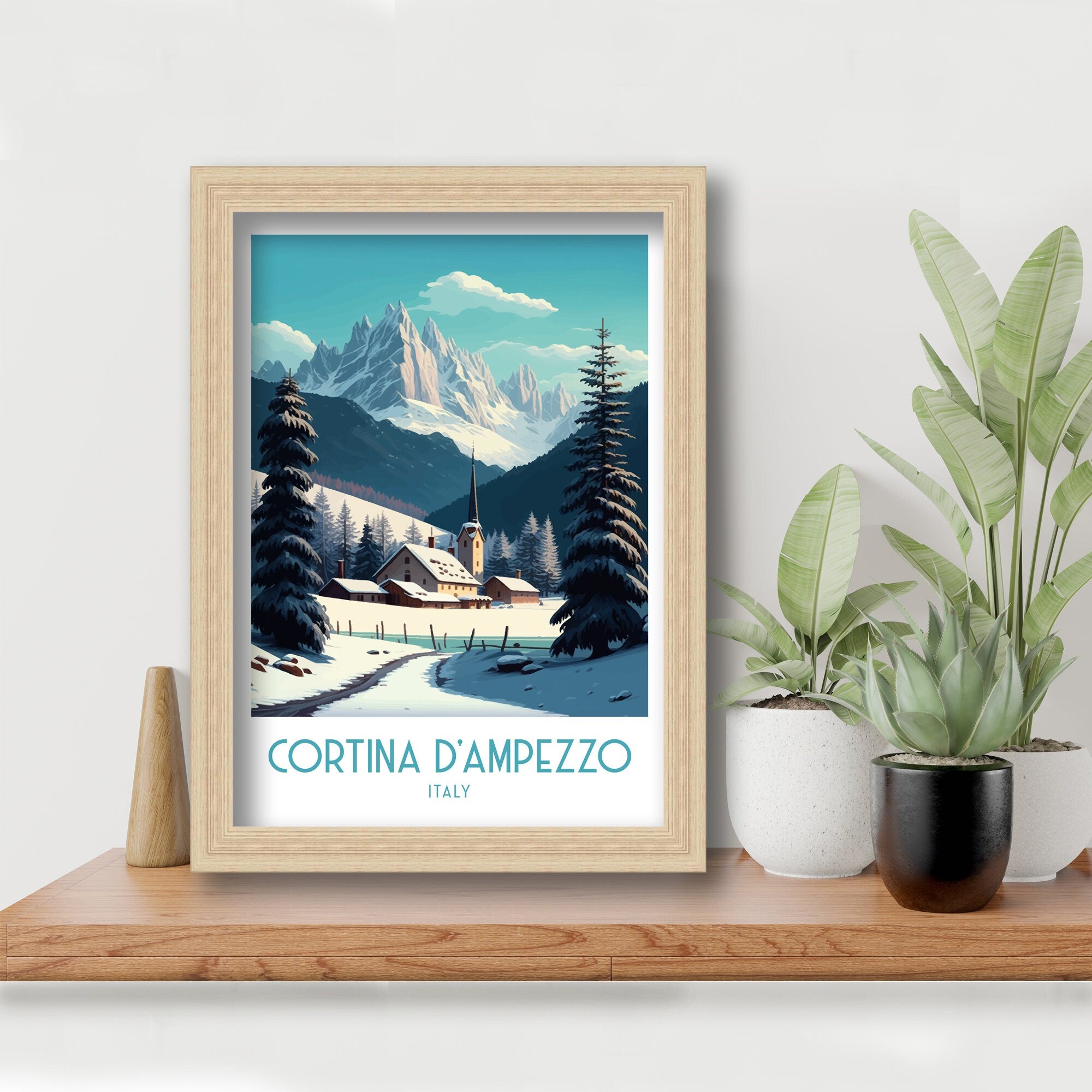 Cortina d'Ampezzo Ski Poster | Italy Travel Print
