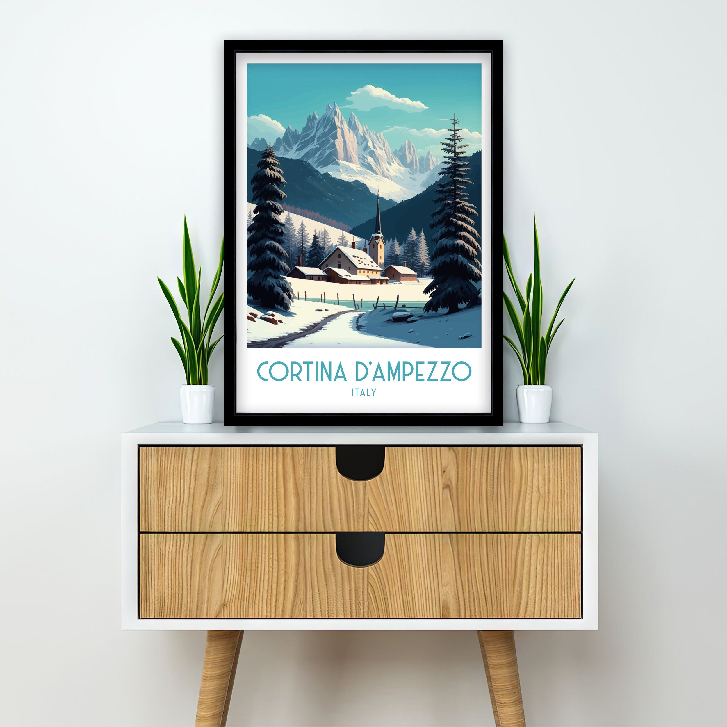 Cortina d'Ampezzo Ski Poster | Italy Travel Print