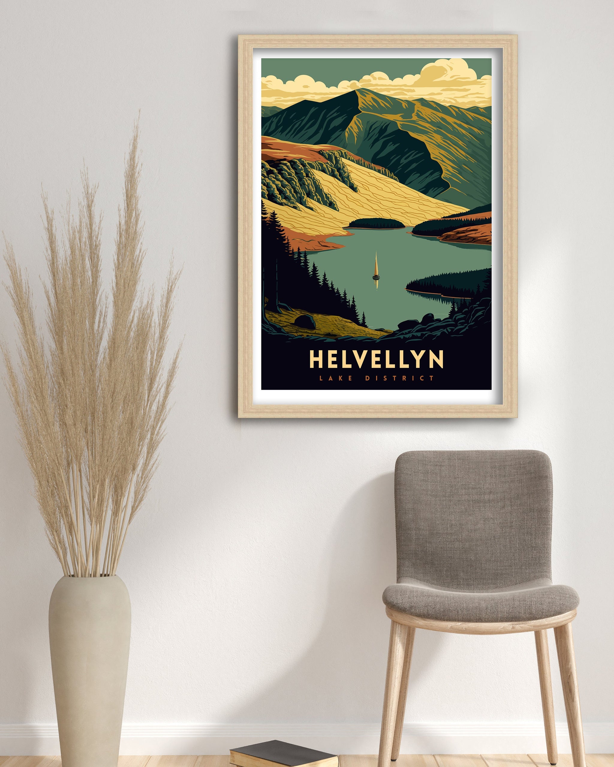 Helvellyn Lake District Travel Poster | Hiking Art Print