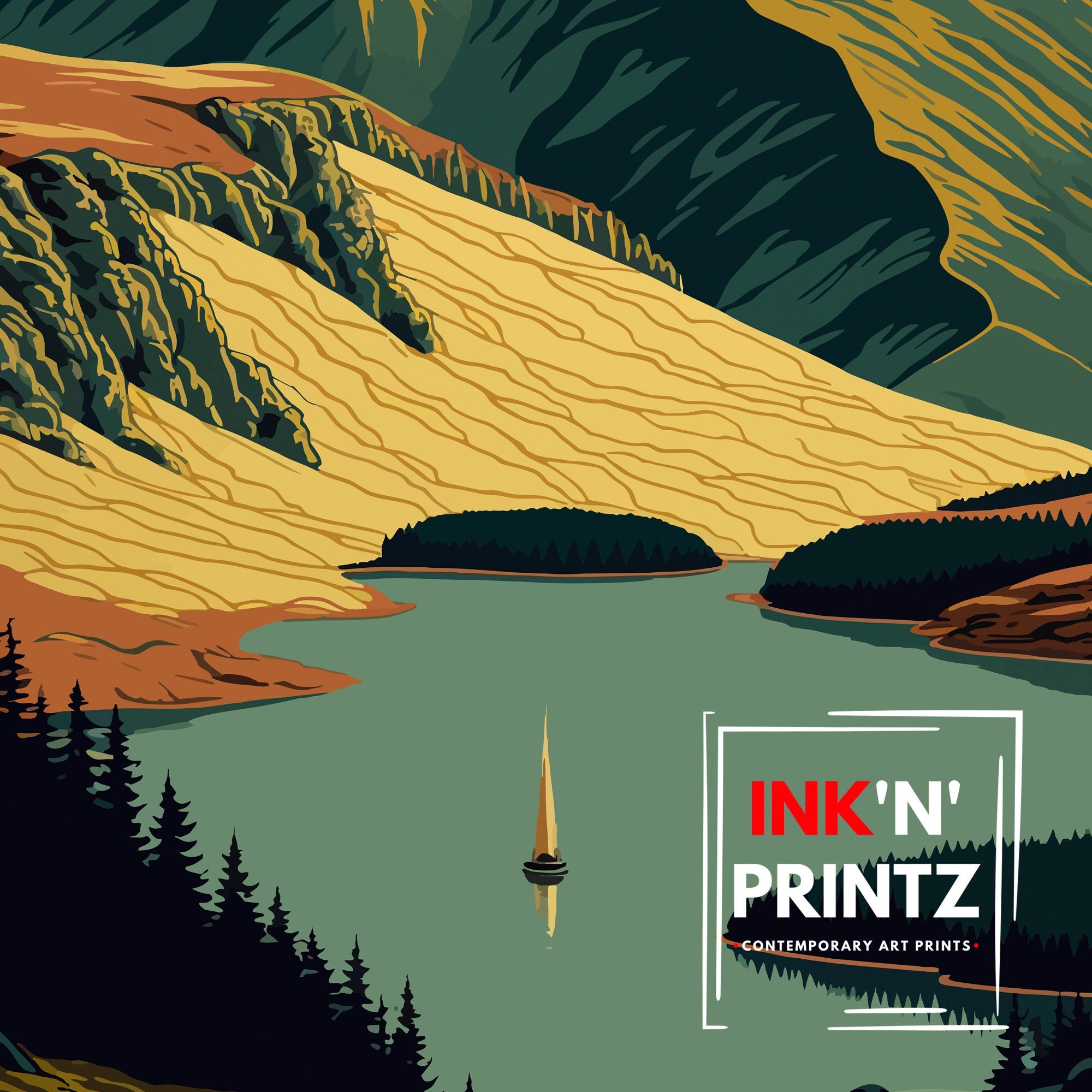 Helvellyn Lake District Travel Poster | Hiking Art Print