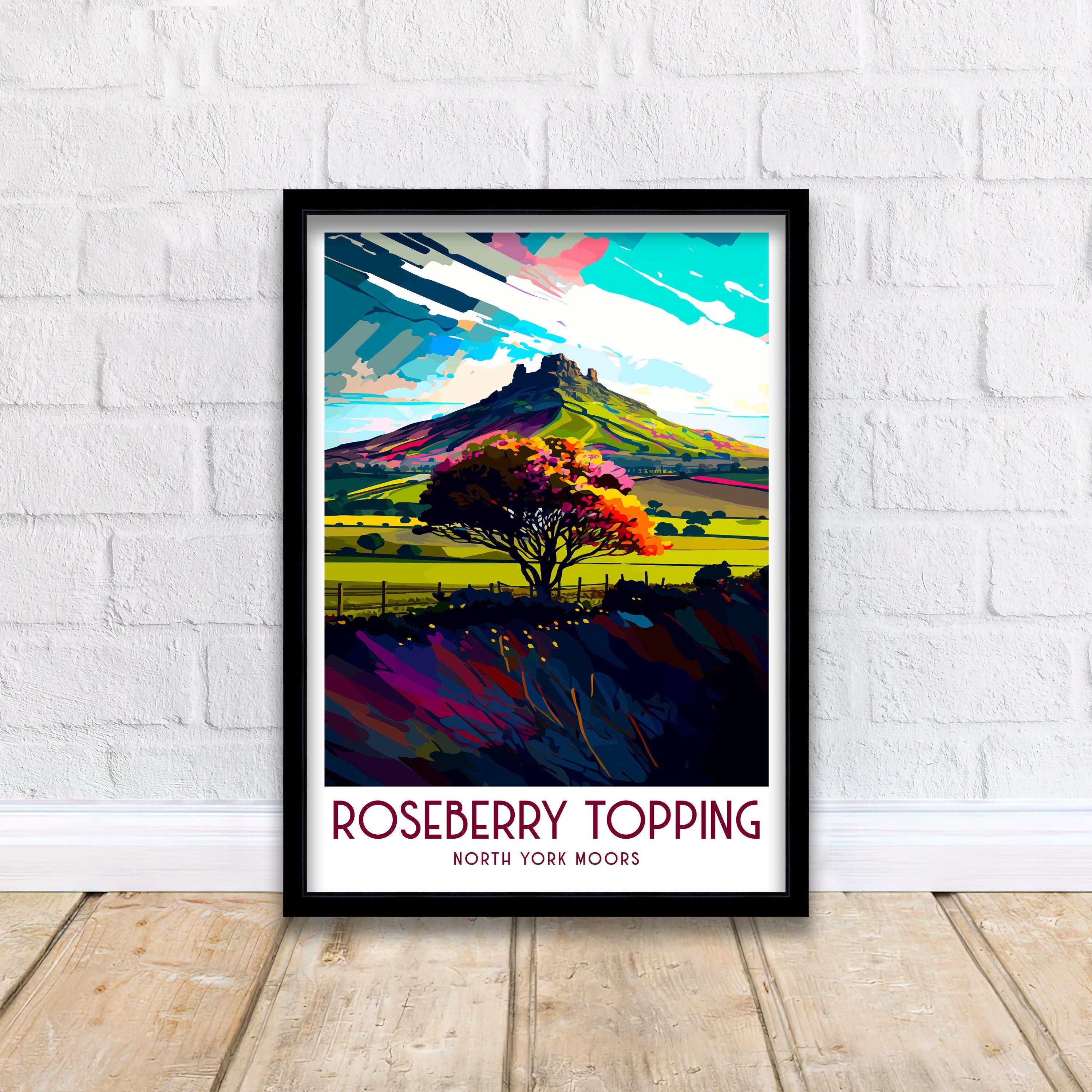 Roseberry Topping Art Print | North York Moors Travel Poster
