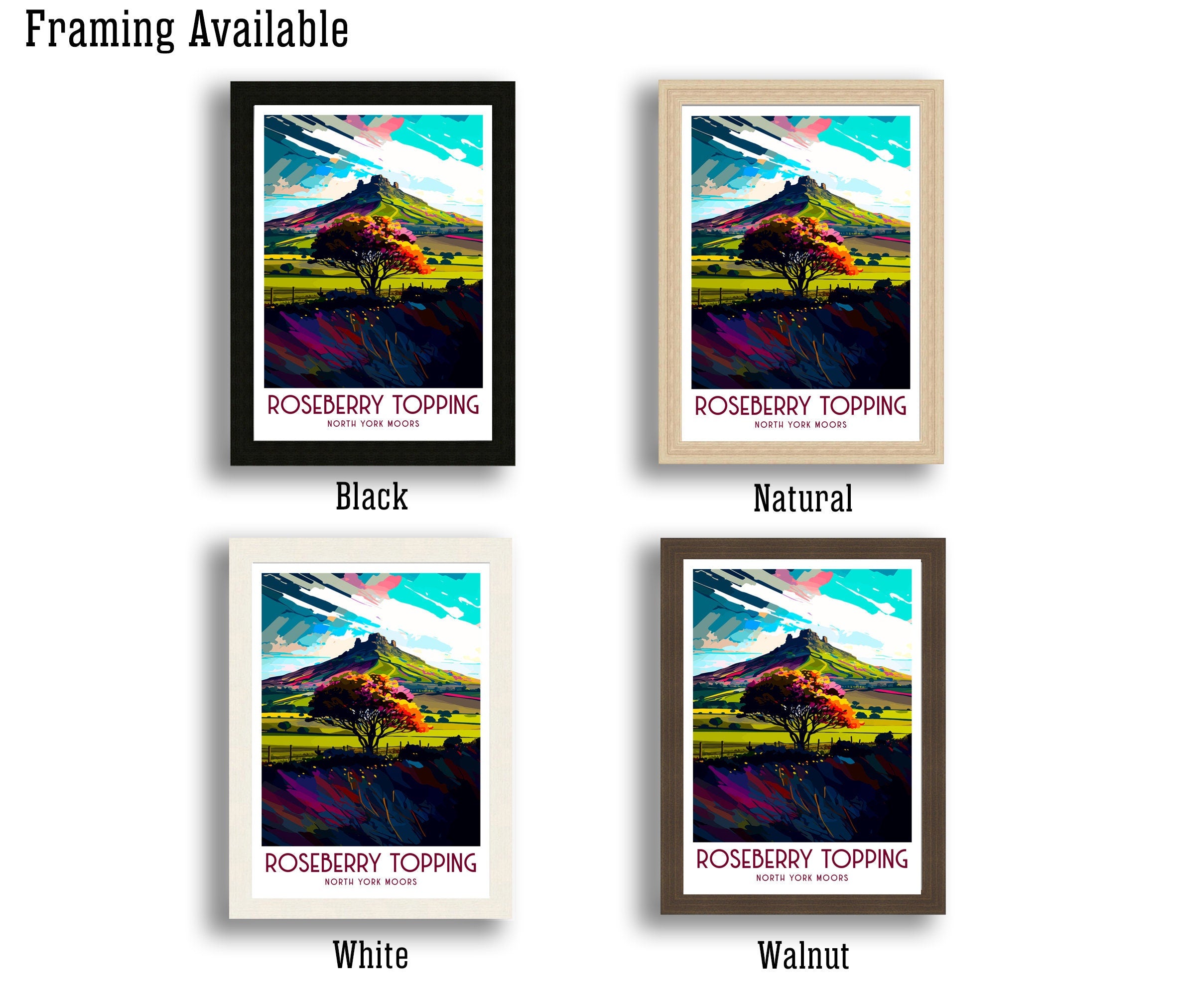 Roseberry Topping Art Print | North York Moors Travel Poster