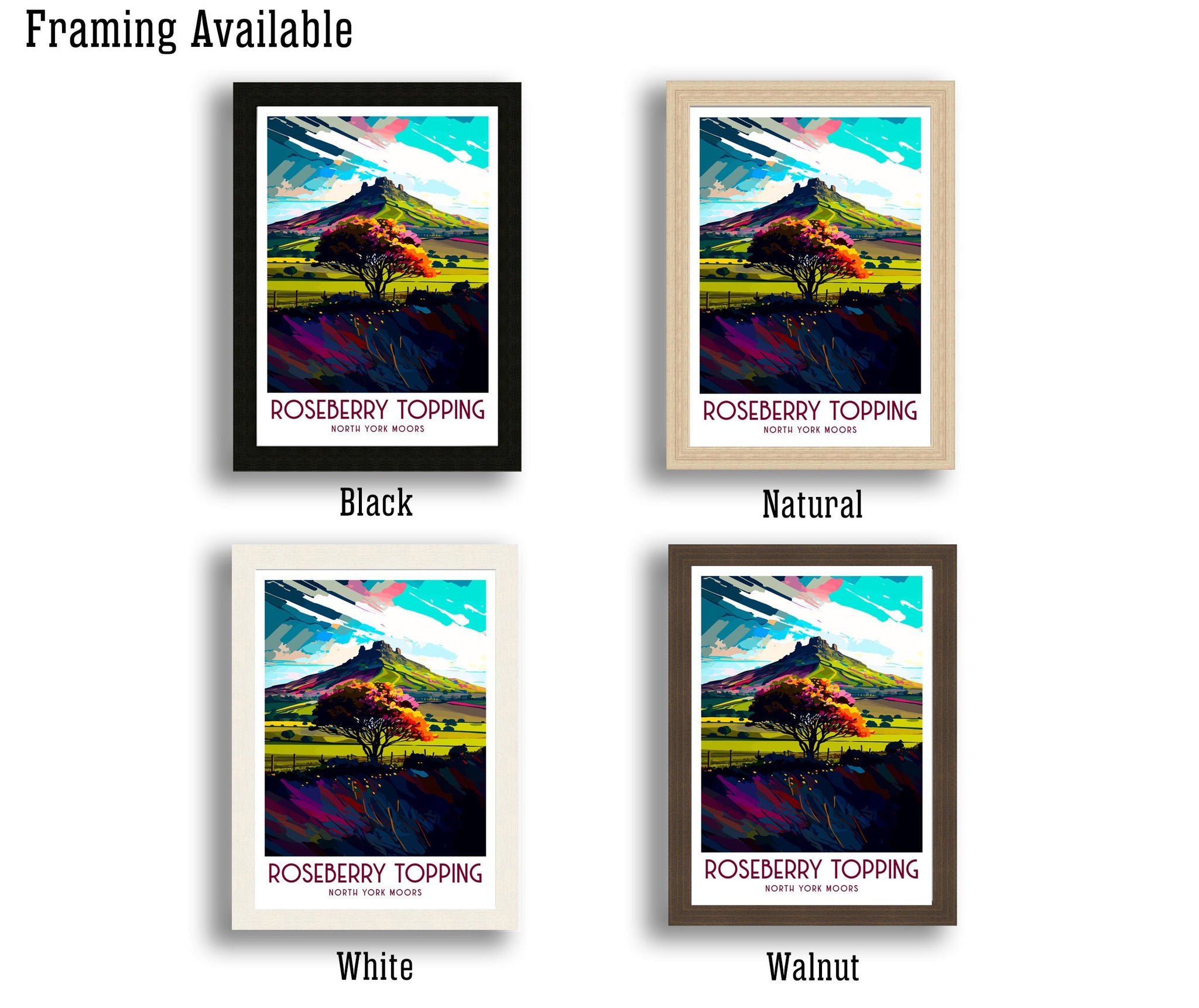 Roseberry Topping Art Print | North York Moors Travel Poster