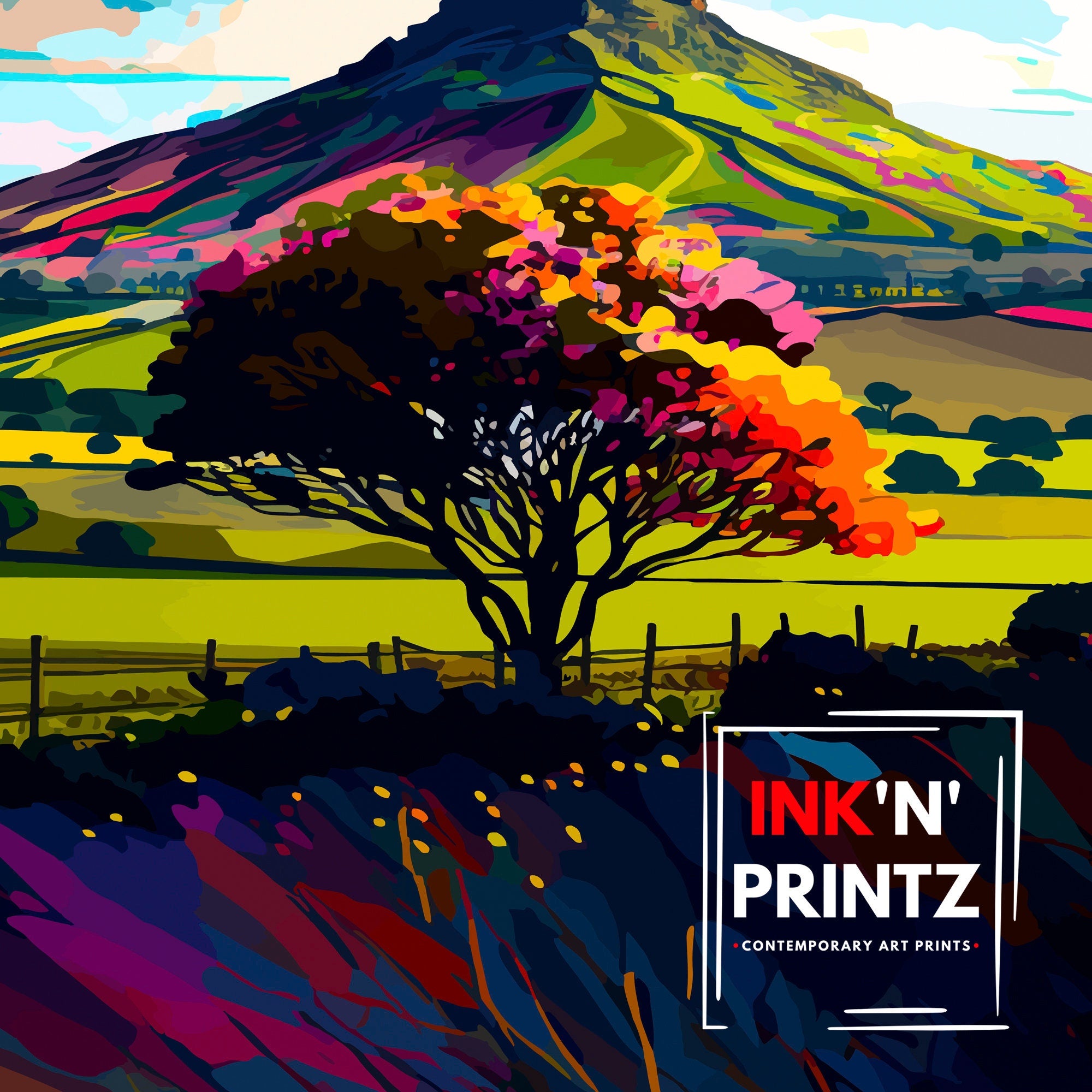 Roseberry Topping Art Print | North York Moors Travel Poster