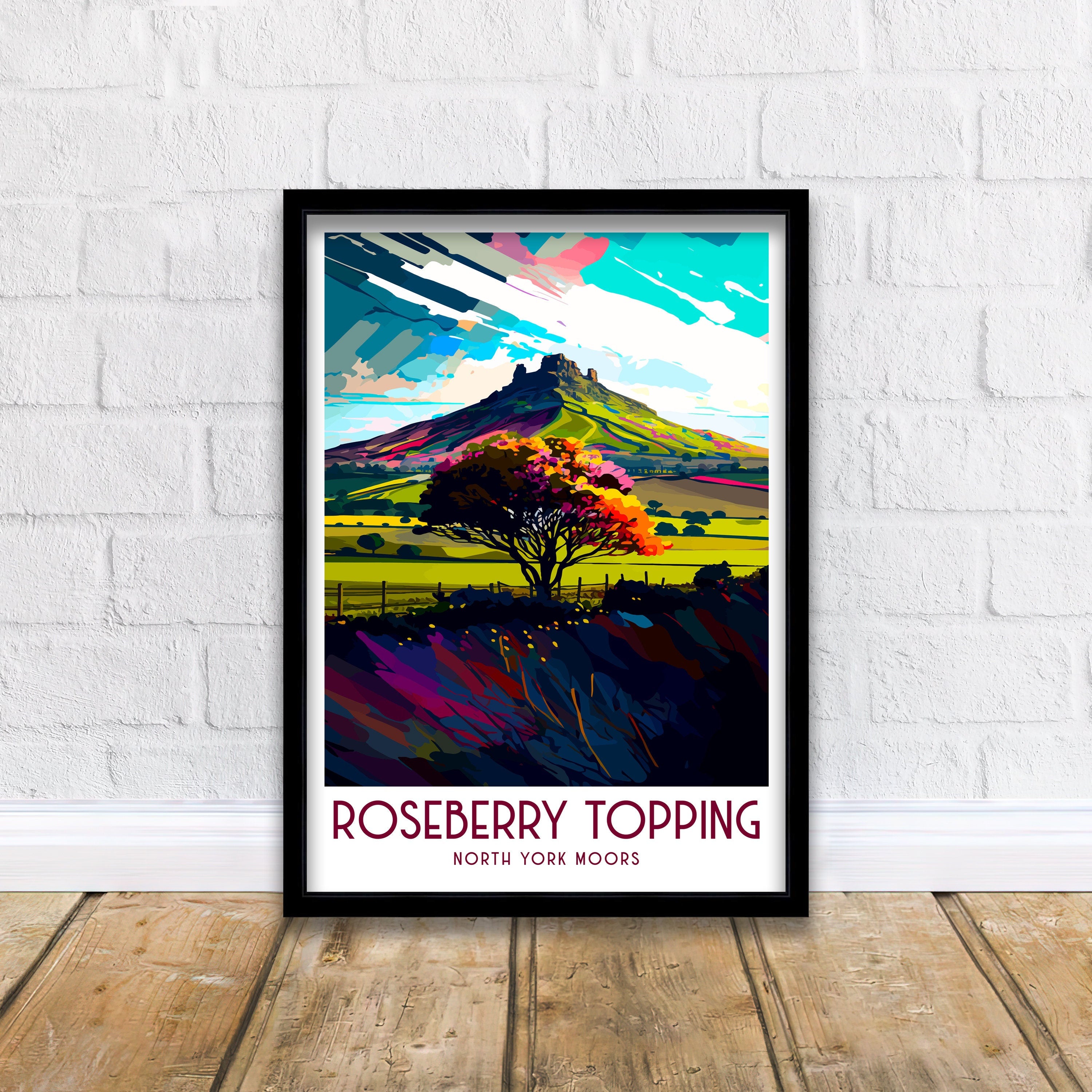 Roseberry Topping Art Print | North York Moors Travel Poster