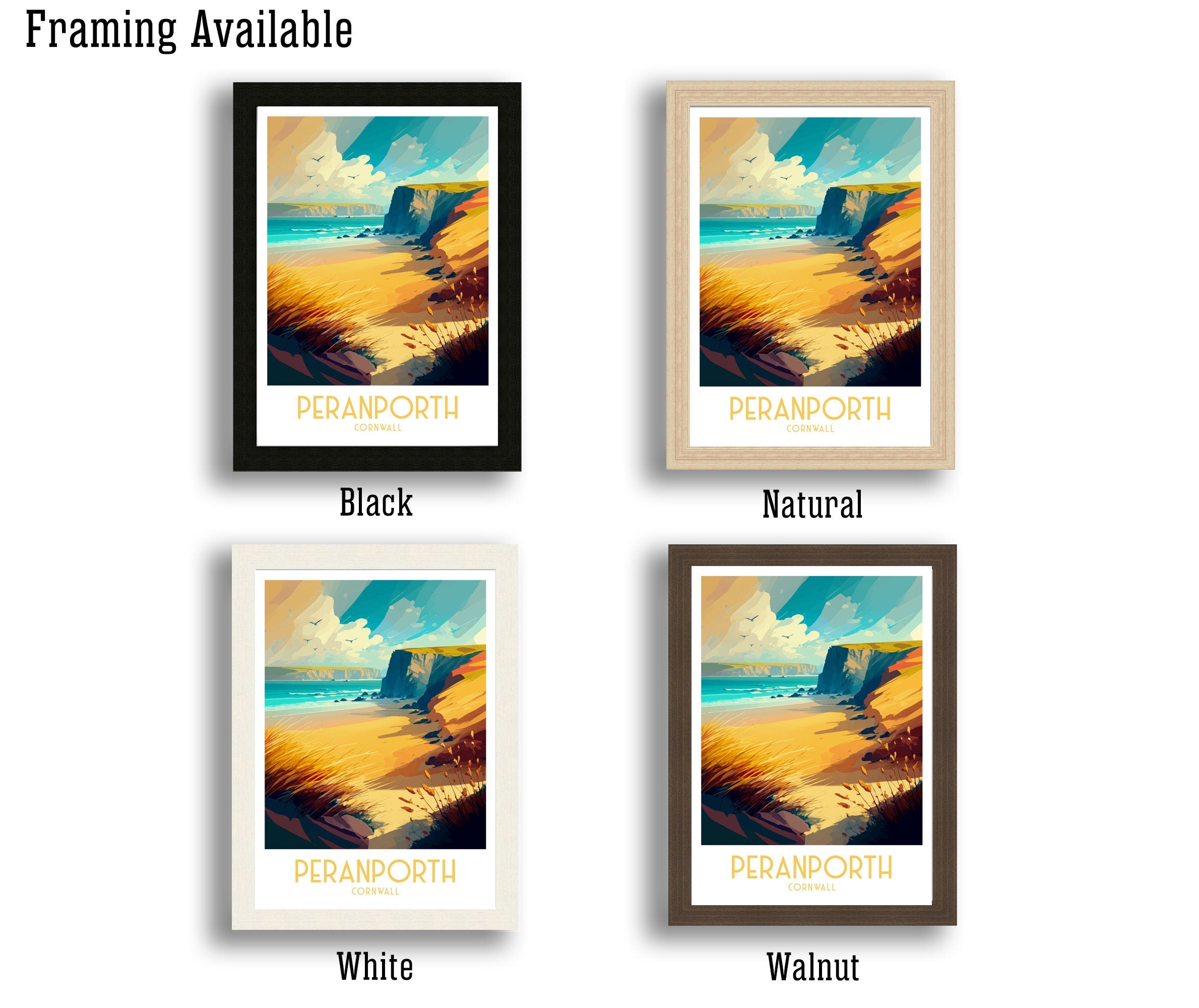 Perranporth Beach Travel Print | Cornwall Coastal Art