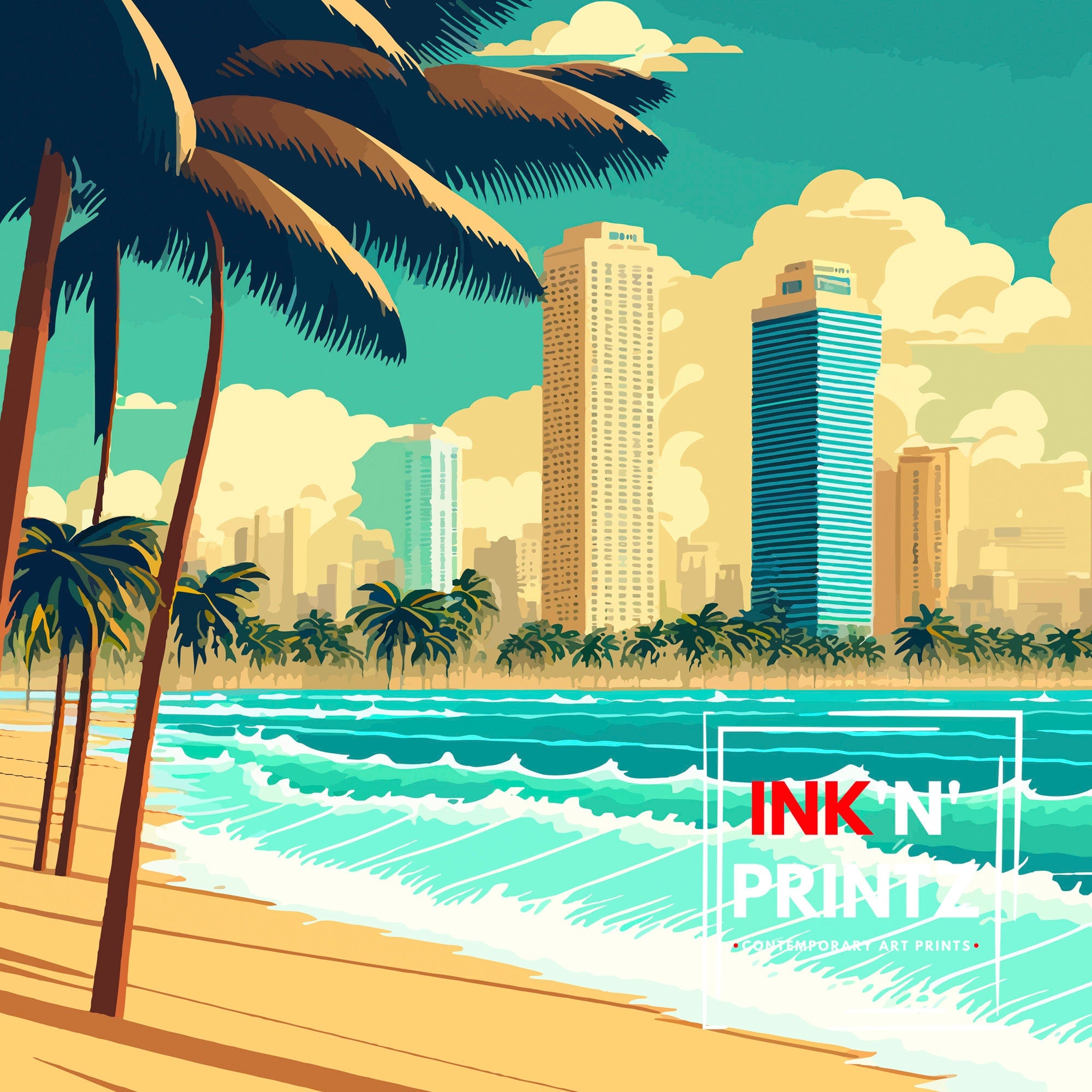Miami Travel Poster | South Beach Art Deco Print