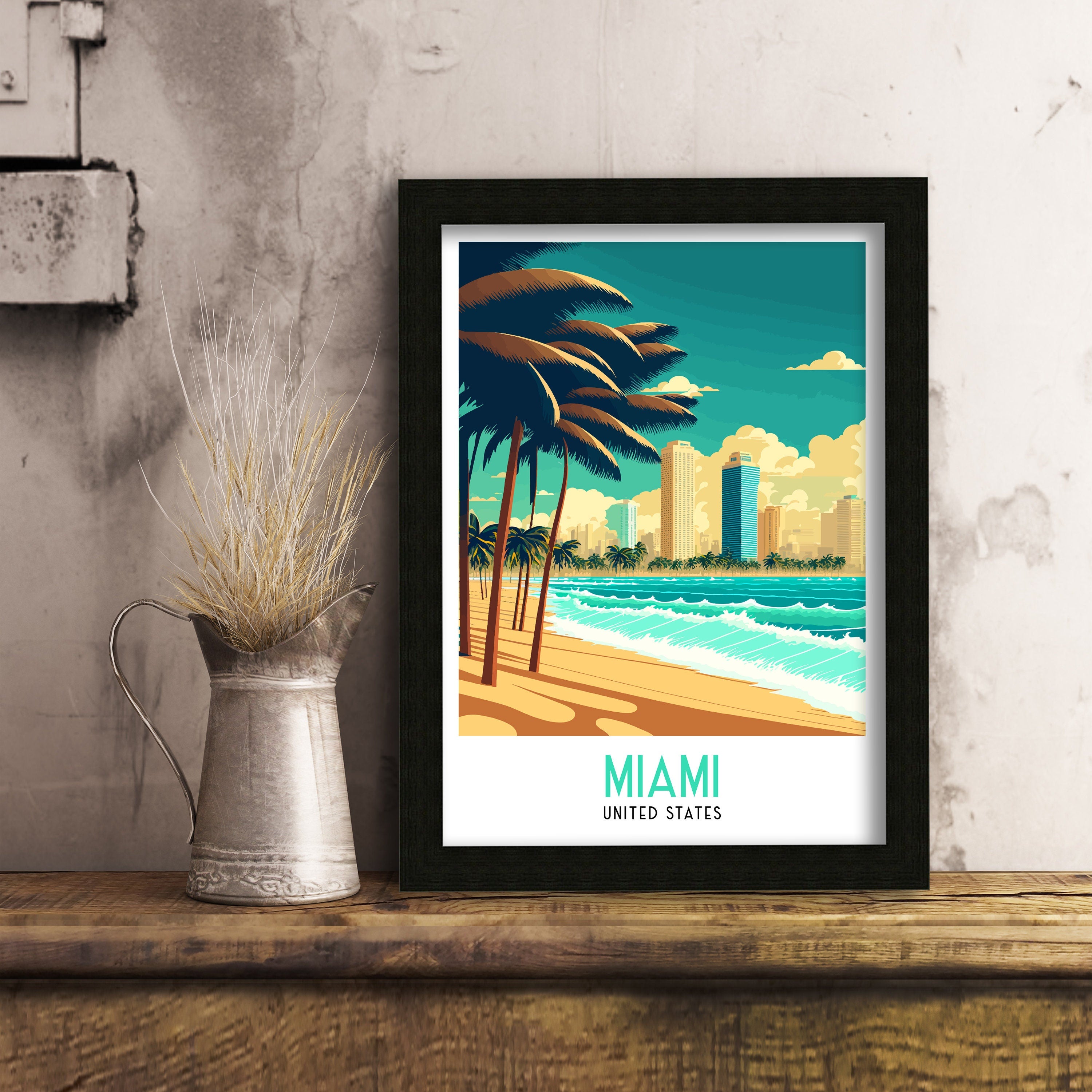 Miami Travel Poster | South Beach Art Deco Print