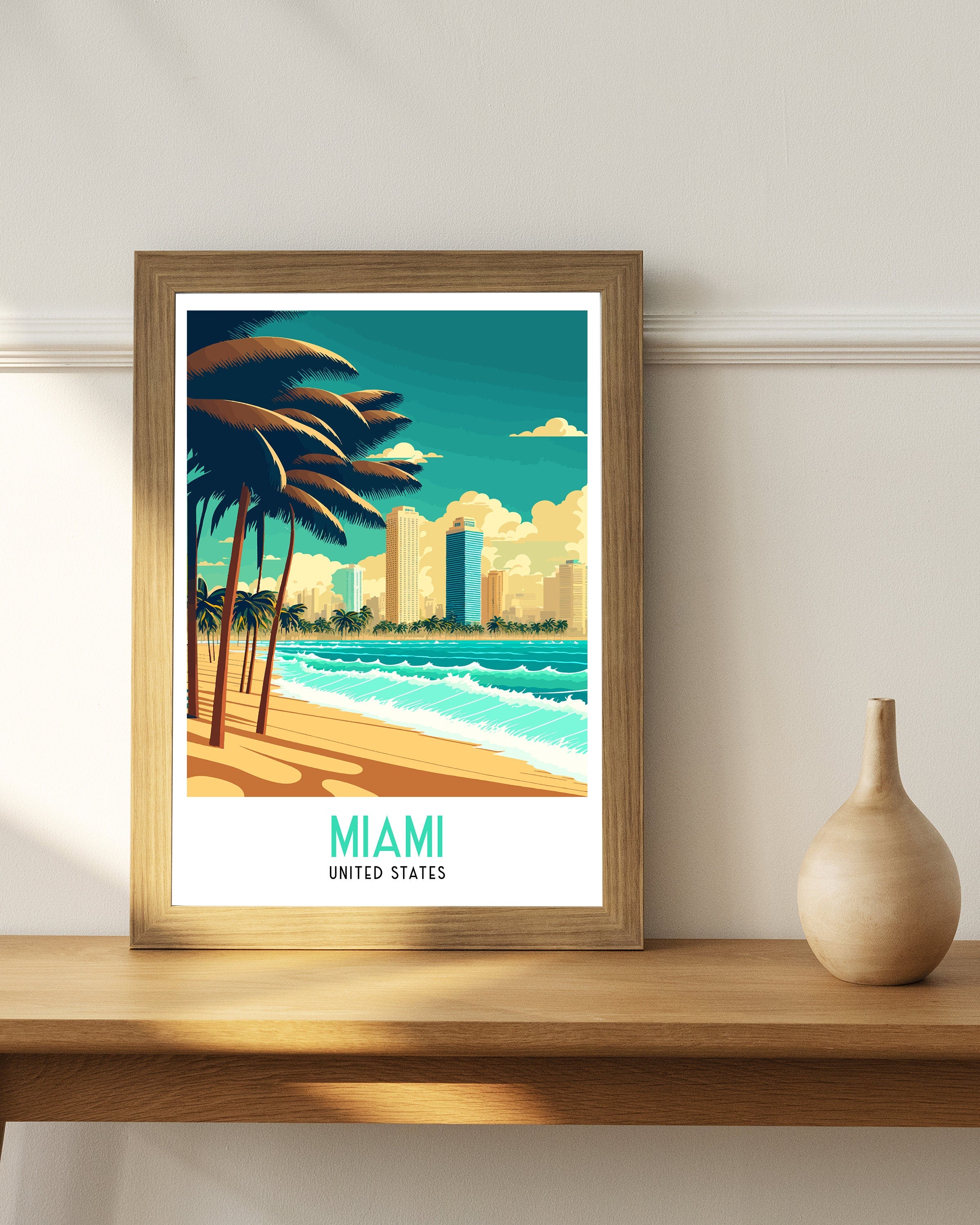 Miami Travel Poster | South Beach Art Deco Print