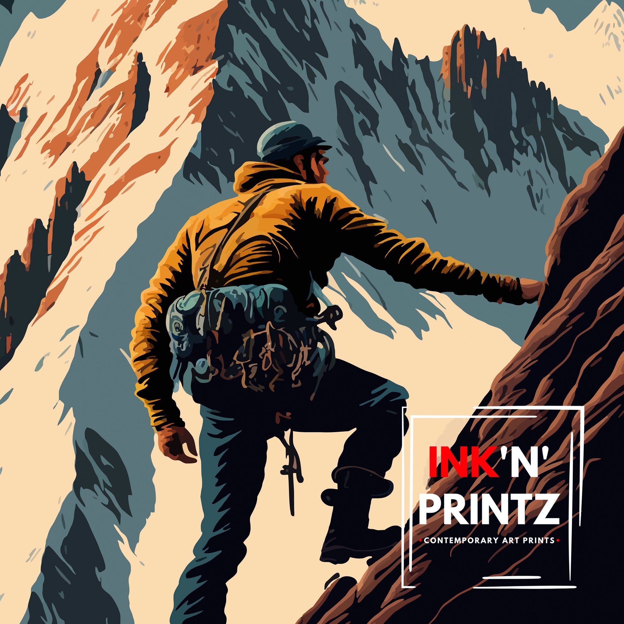 Mont Blanc Climbing Art Print | Vintage Travel Poster