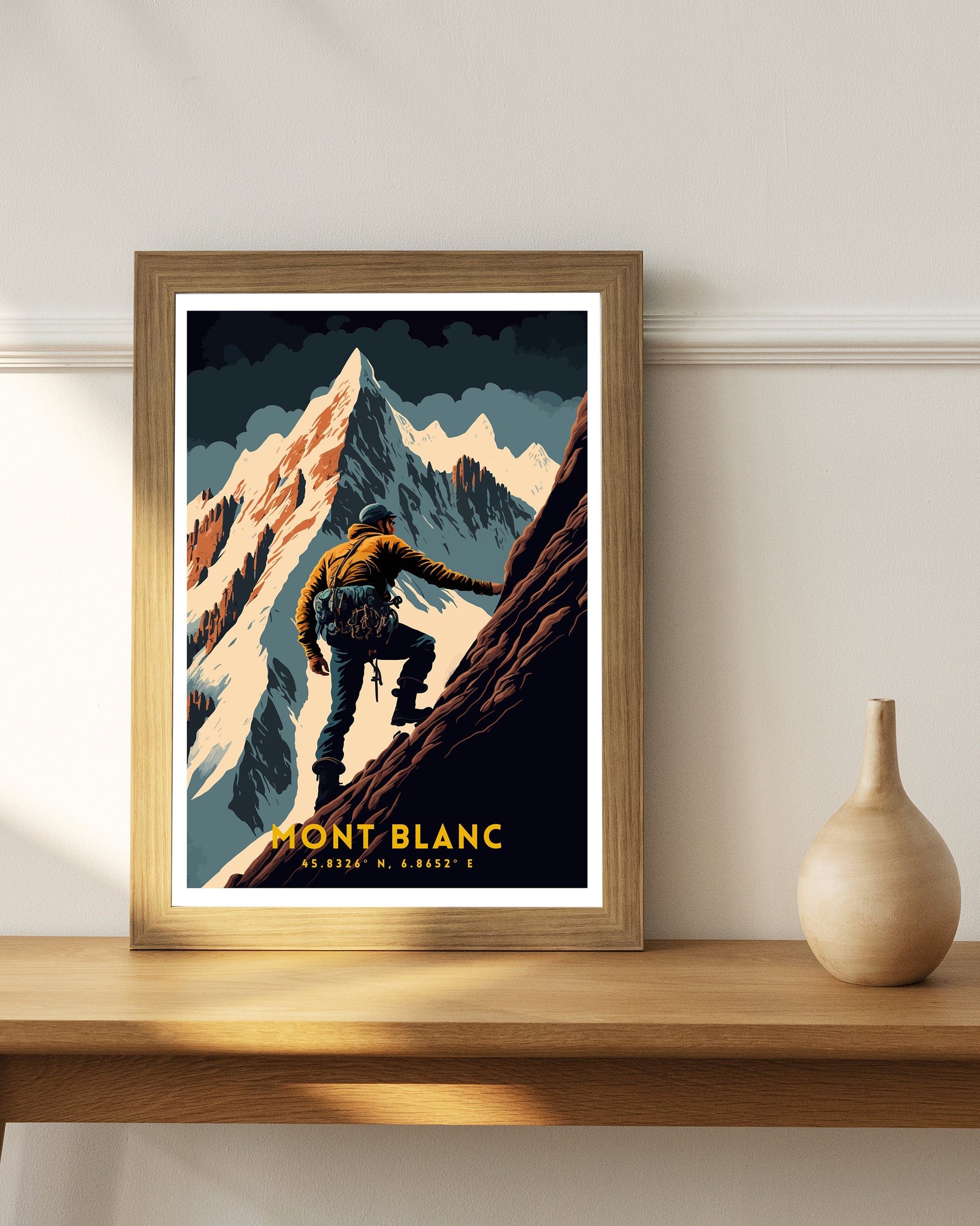 Mont Blanc Climbing Art Print | Vintage Travel Poster