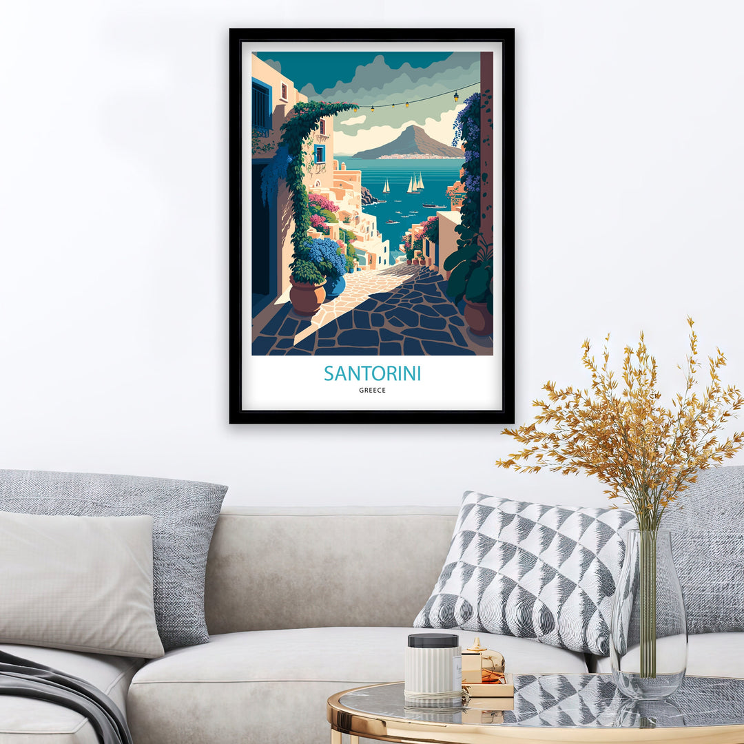 Santorini Greece Travel Poster, Art Poster , Wall Art, Art Poster, Santorini traditional travel poster - Greece, Santorini poster