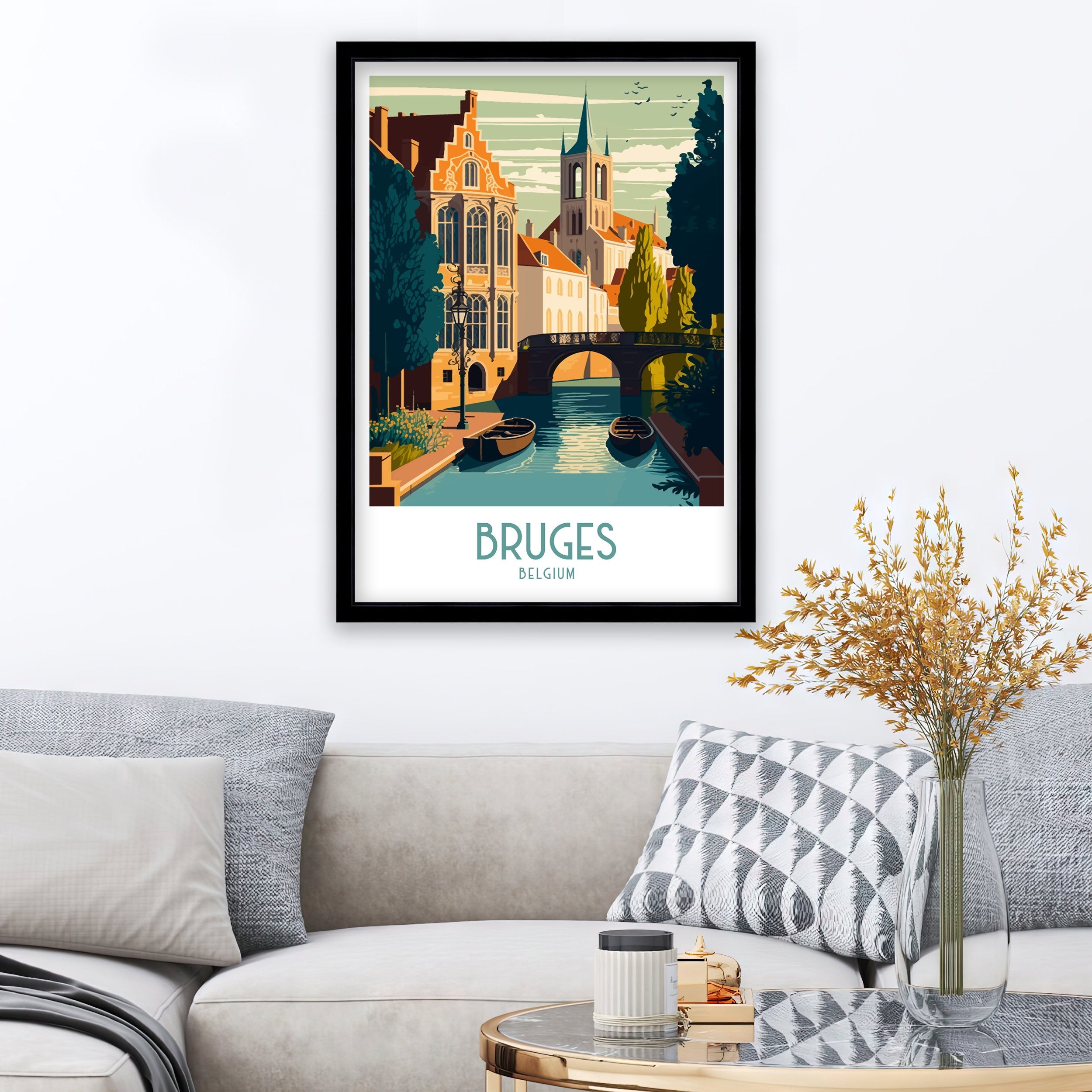 Bruges Belgium Travel Poster | Cityscape Wall Art