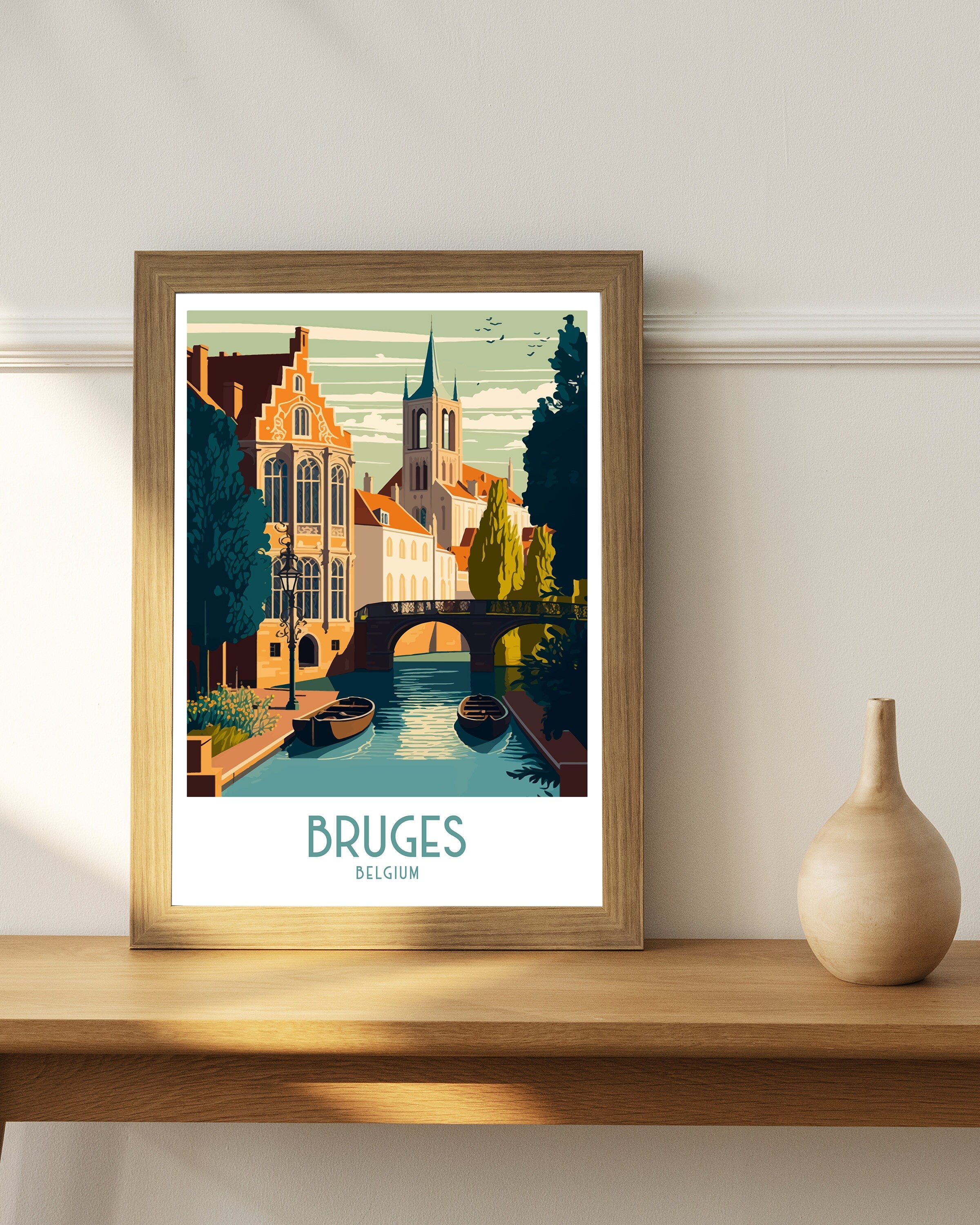 Bruges Belgium Travel Poster | Cityscape Wall Art