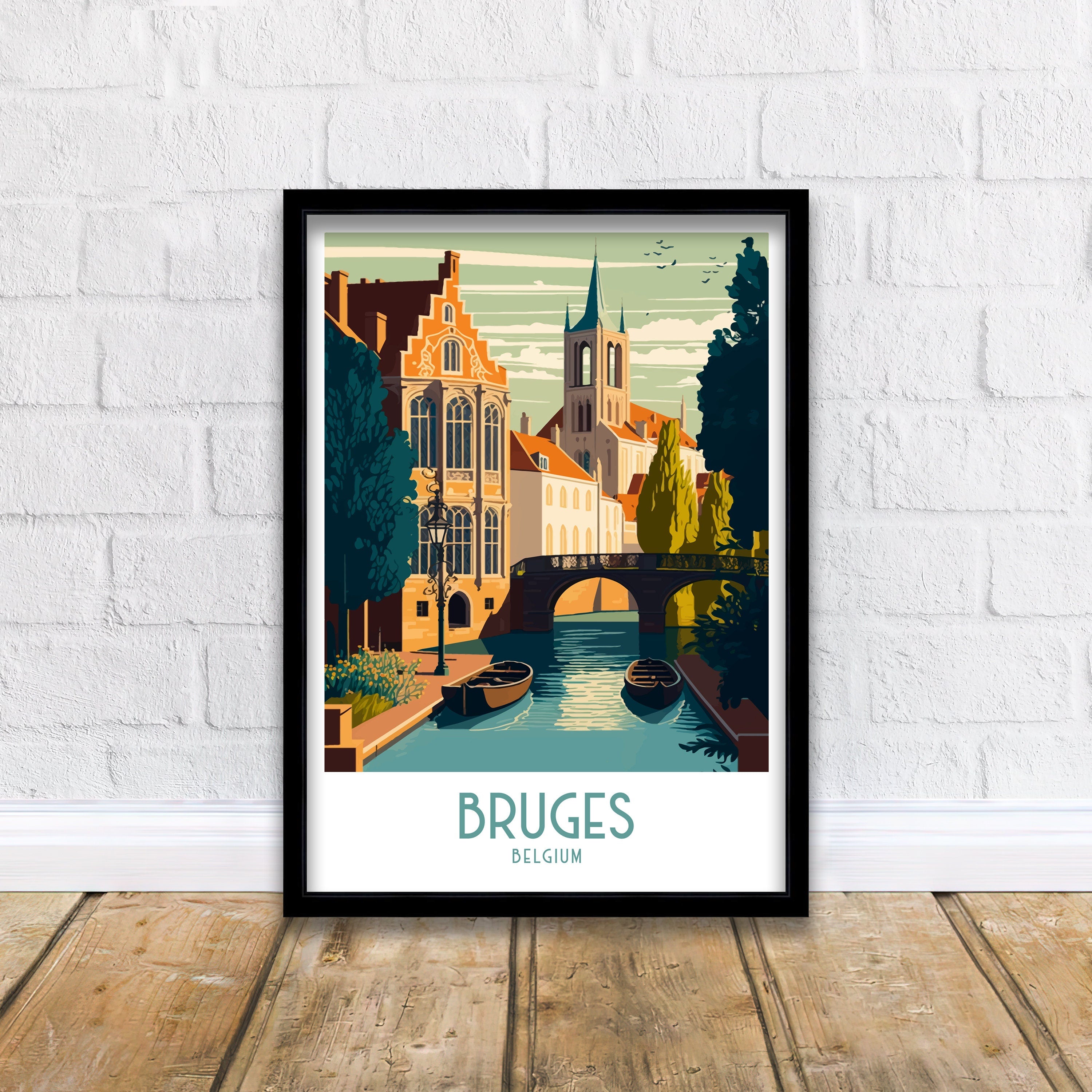 Bruges Belgium Travel Poster | Cityscape Wall Art