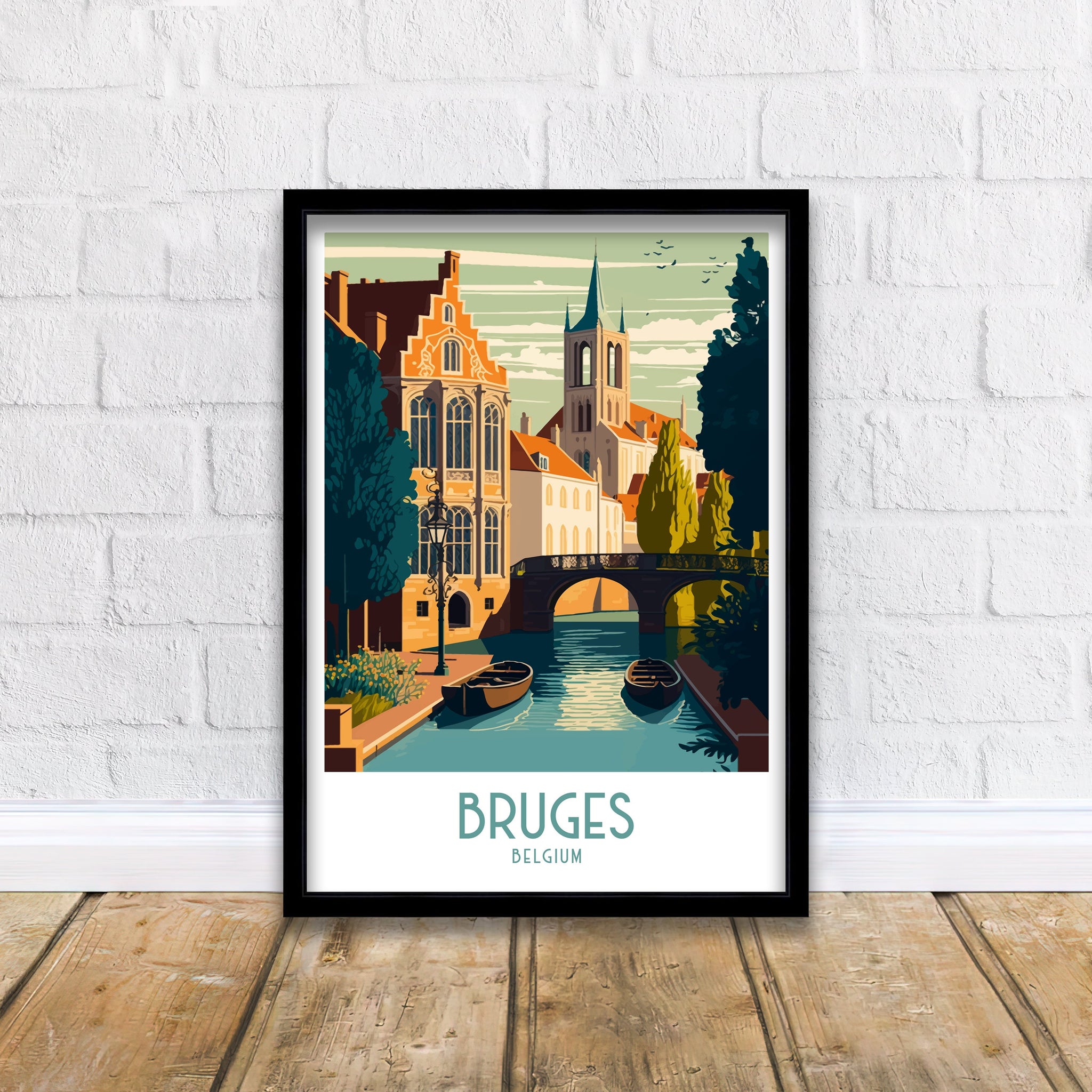 Bruges Belgium Travel Poster | Cityscape Wall Art