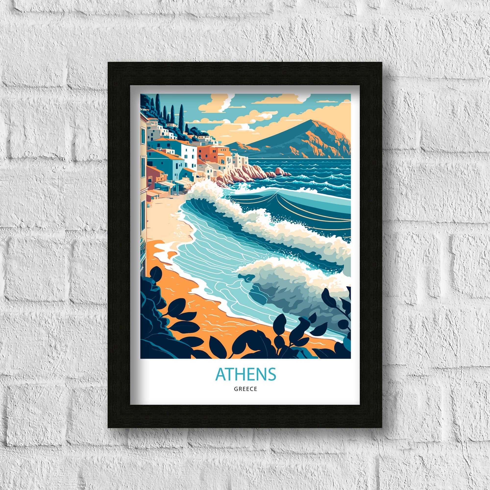Athens Greece Travel Poster | Beach, Coastal Art Print