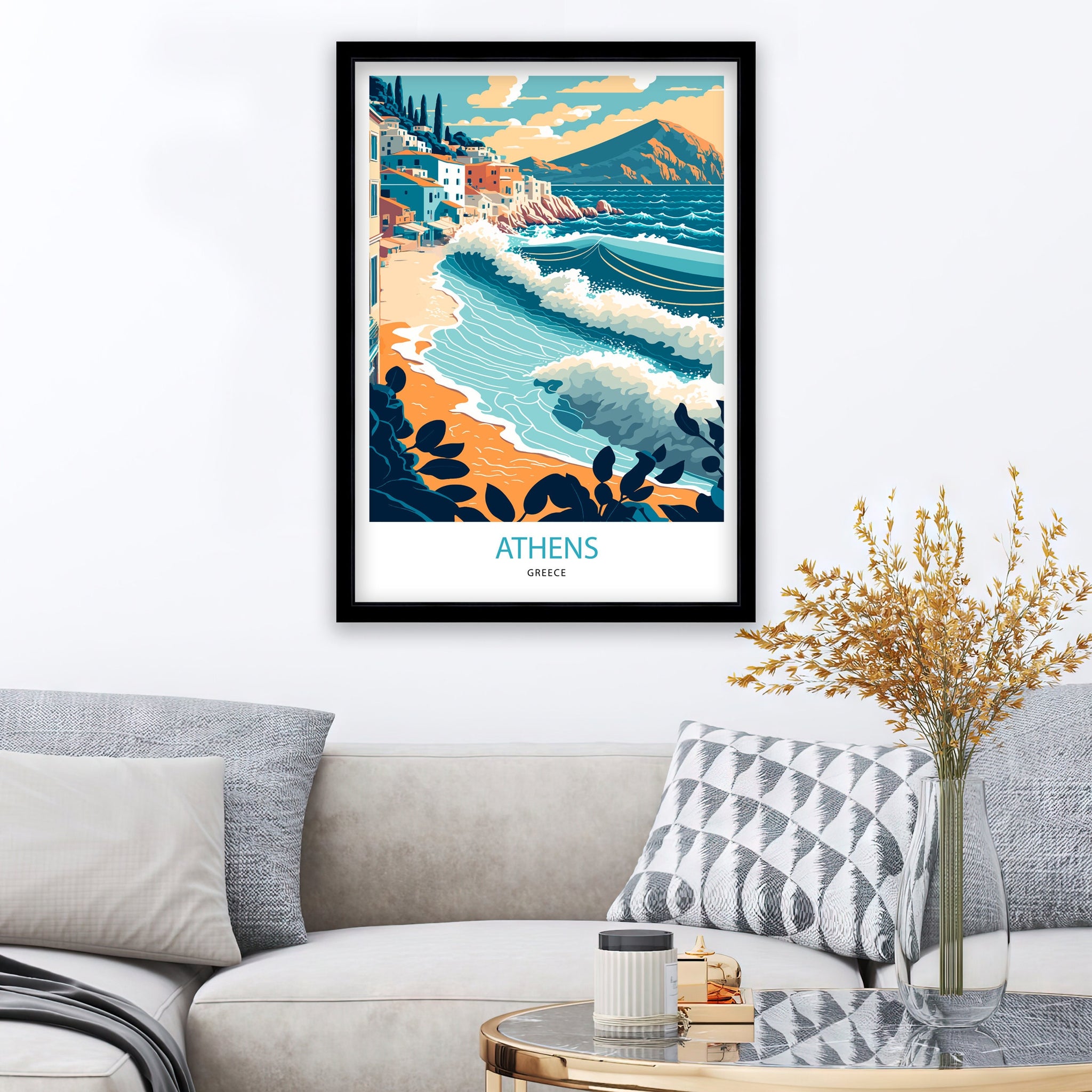 Athens Greece Travel Poster | Beach, Coastal Art Print