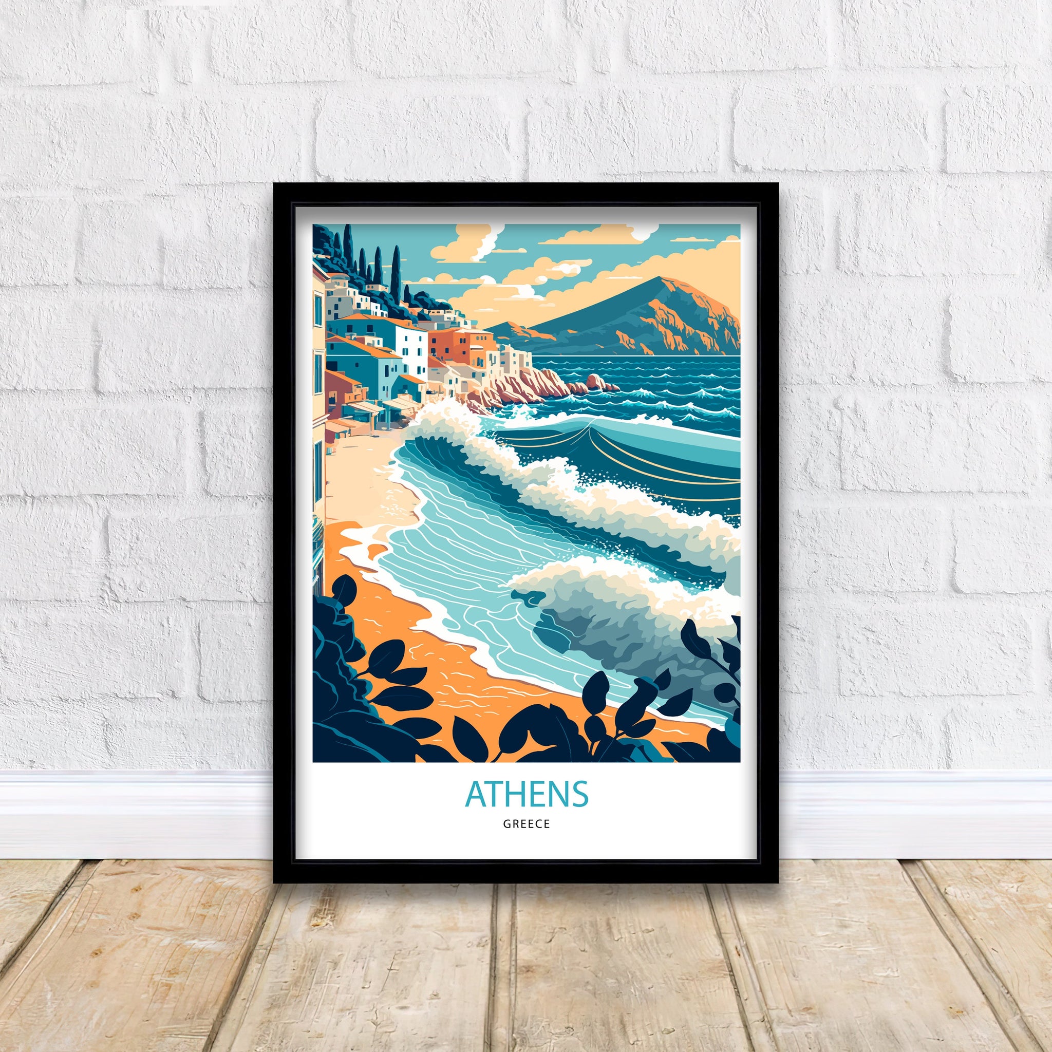 Athens Greece Travel Poster | Beach, Coastal Art Print