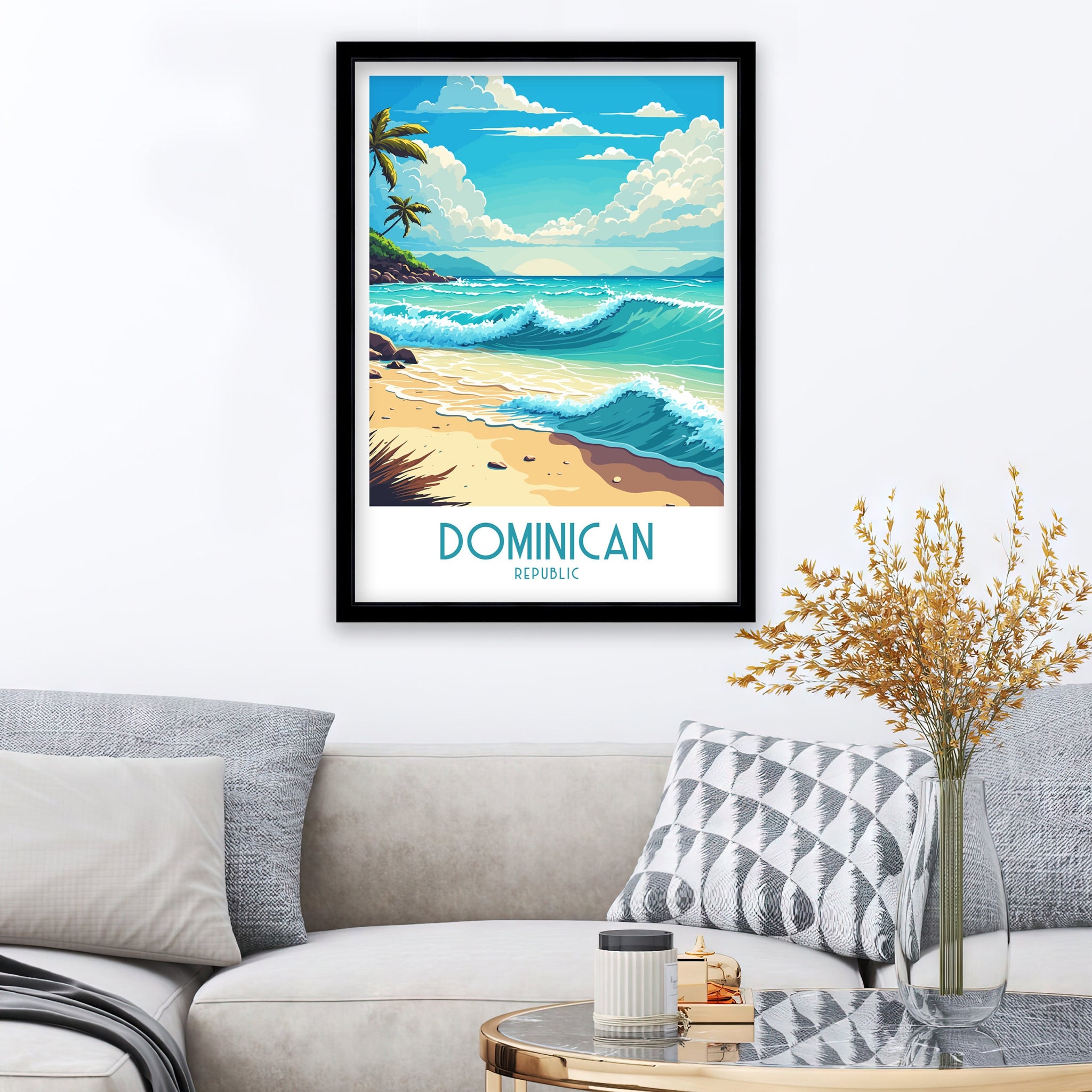 Dominican Republic Travel Poster | Caribbean Beach Art Print