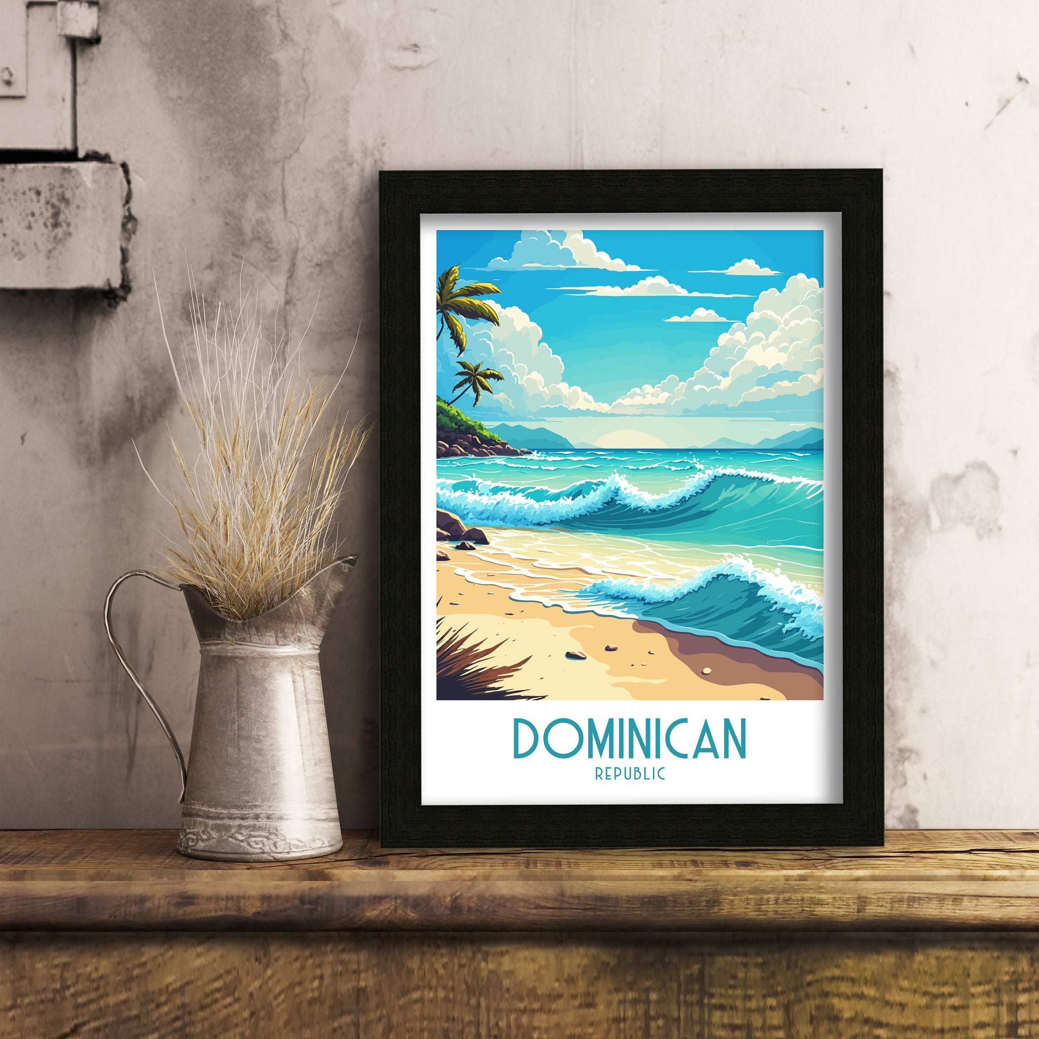 Dominican Republic Travel Poster | Caribbean Beach Art Print