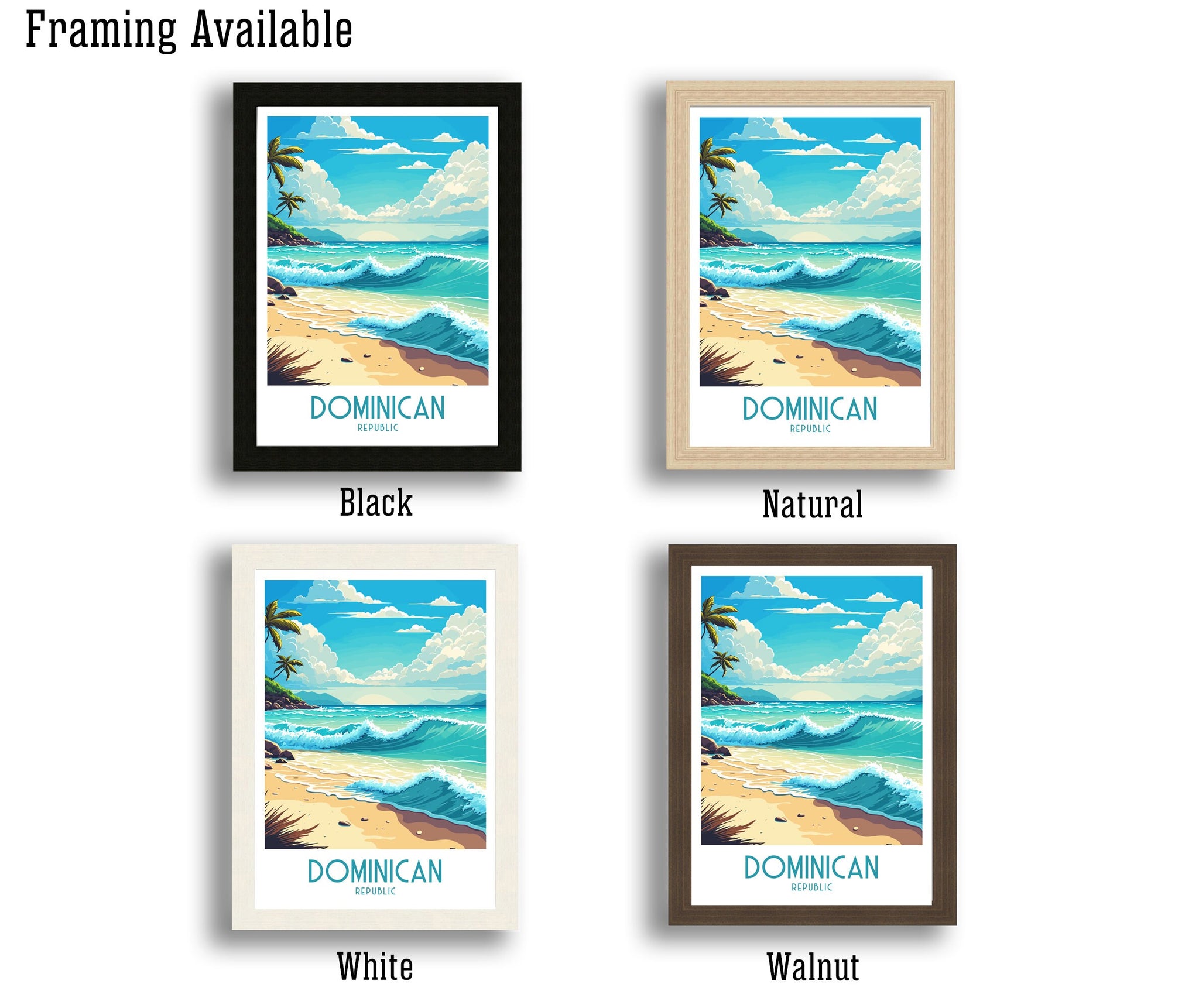 Dominican Republic Travel Poster | Caribbean Beach Art Print