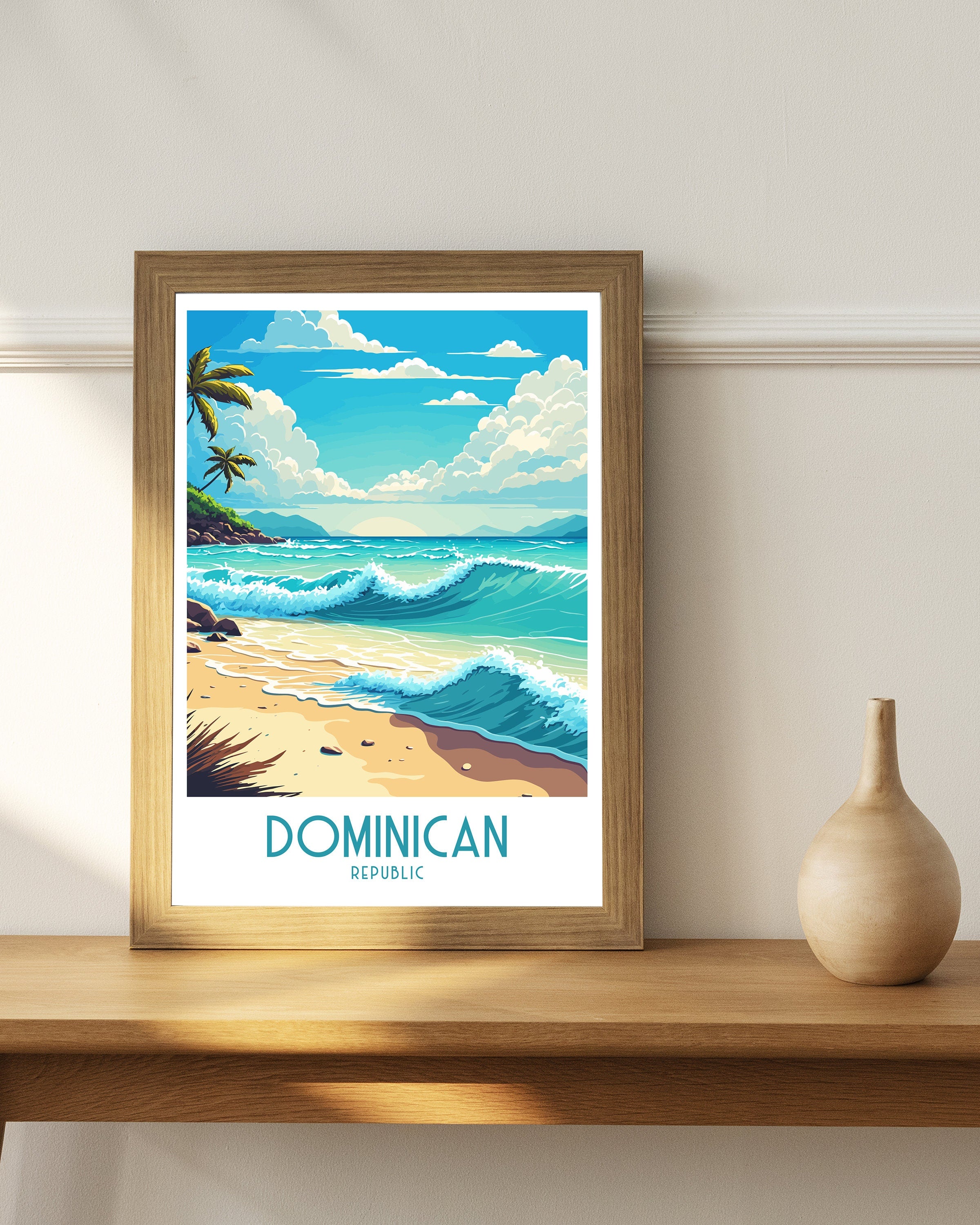 Dominican Republic Travel Poster | Caribbean Beach Art Print