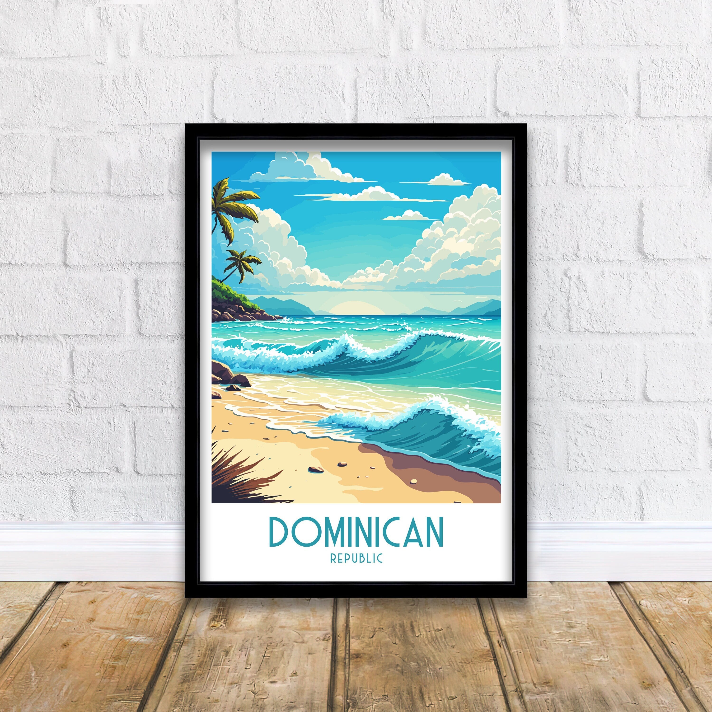 Dominican Republic Travel Poster | Caribbean Beach Art Print