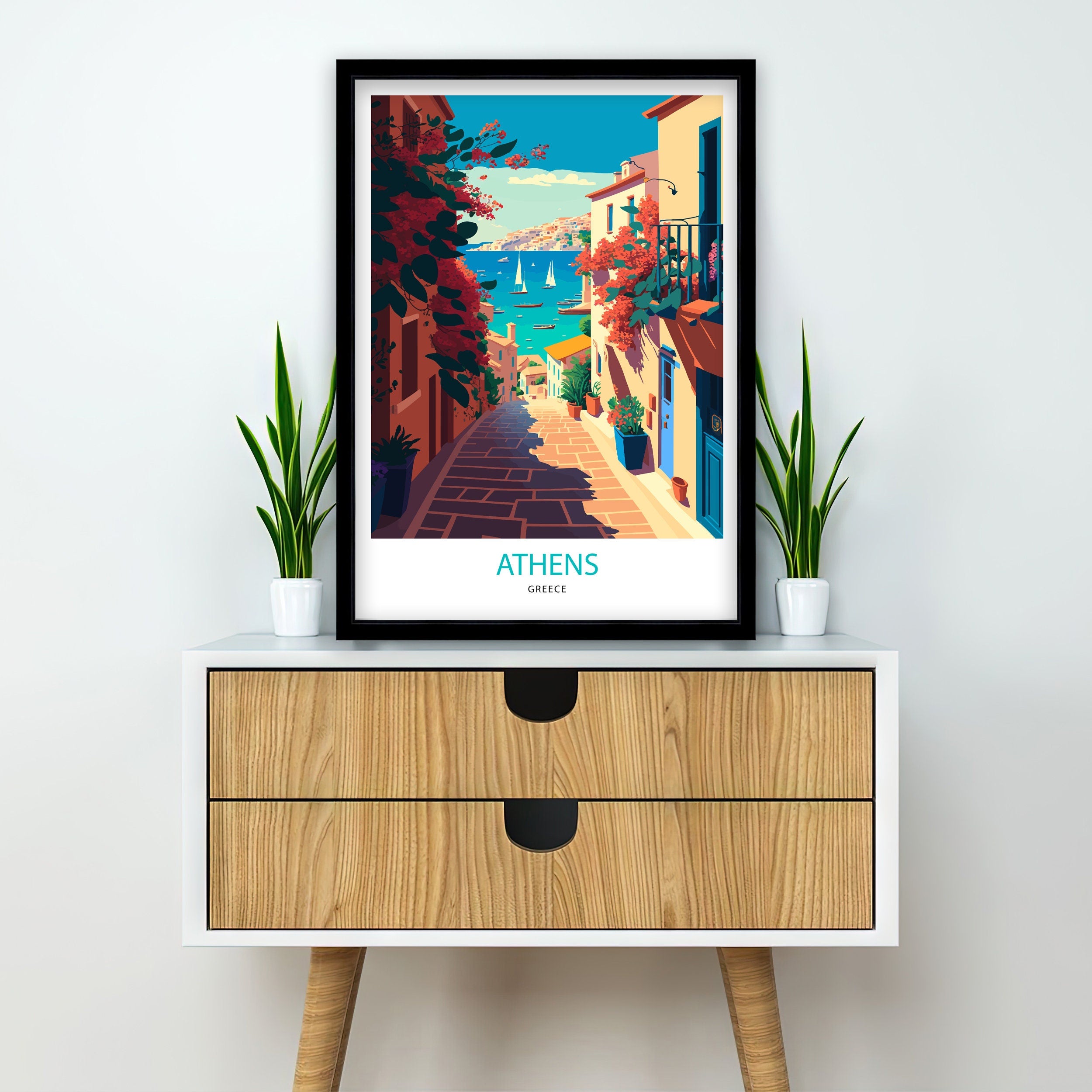 Athens Greece Travel Poster | Cityscape Illustration Art Print