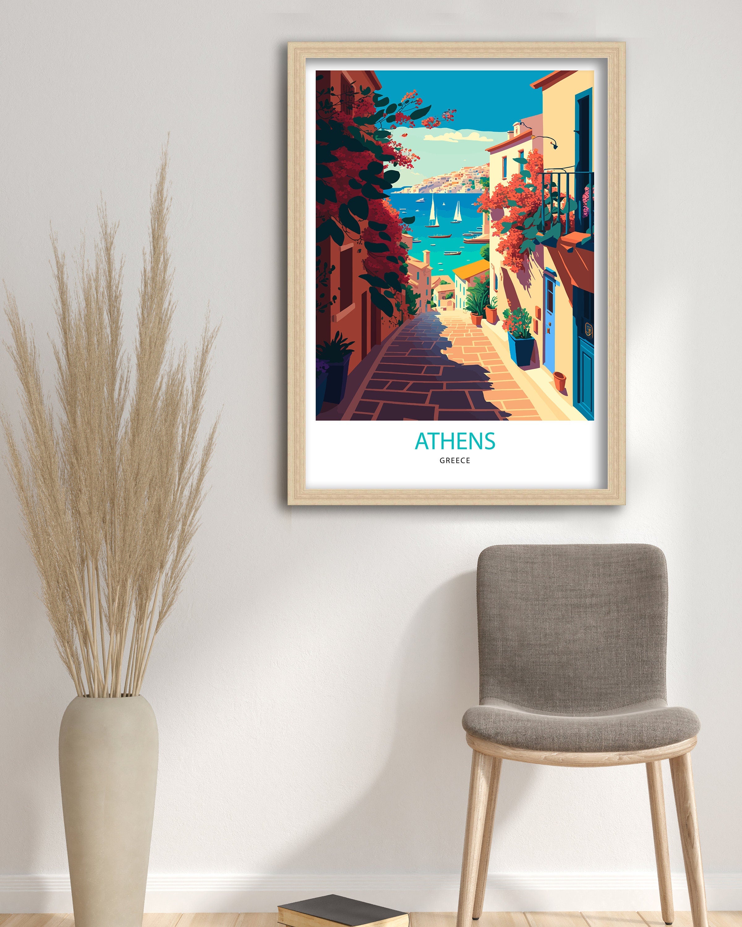 Athens Greece Travel Poster | Cityscape Illustration Art Print