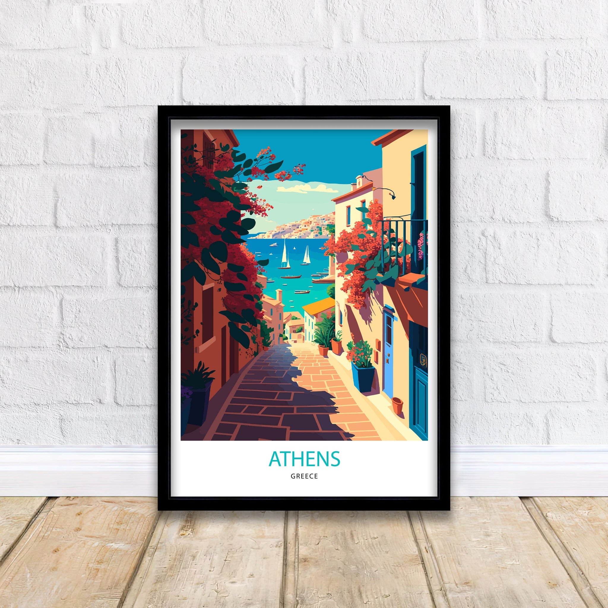 Athens Greece Travel Poster | Cityscape Illustration Art Print
