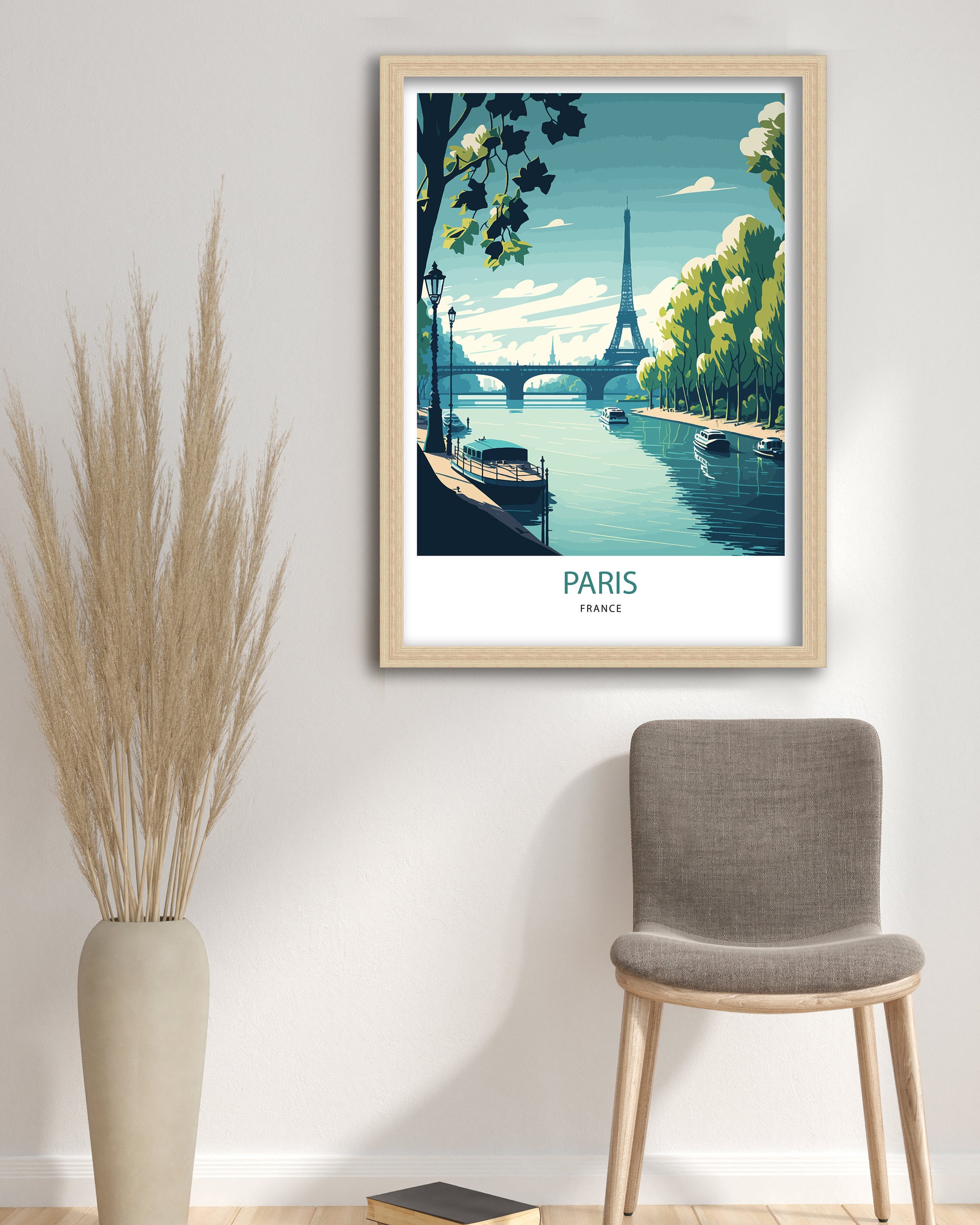 Eiffel Tower Paris Print | Seine River Travel Poster