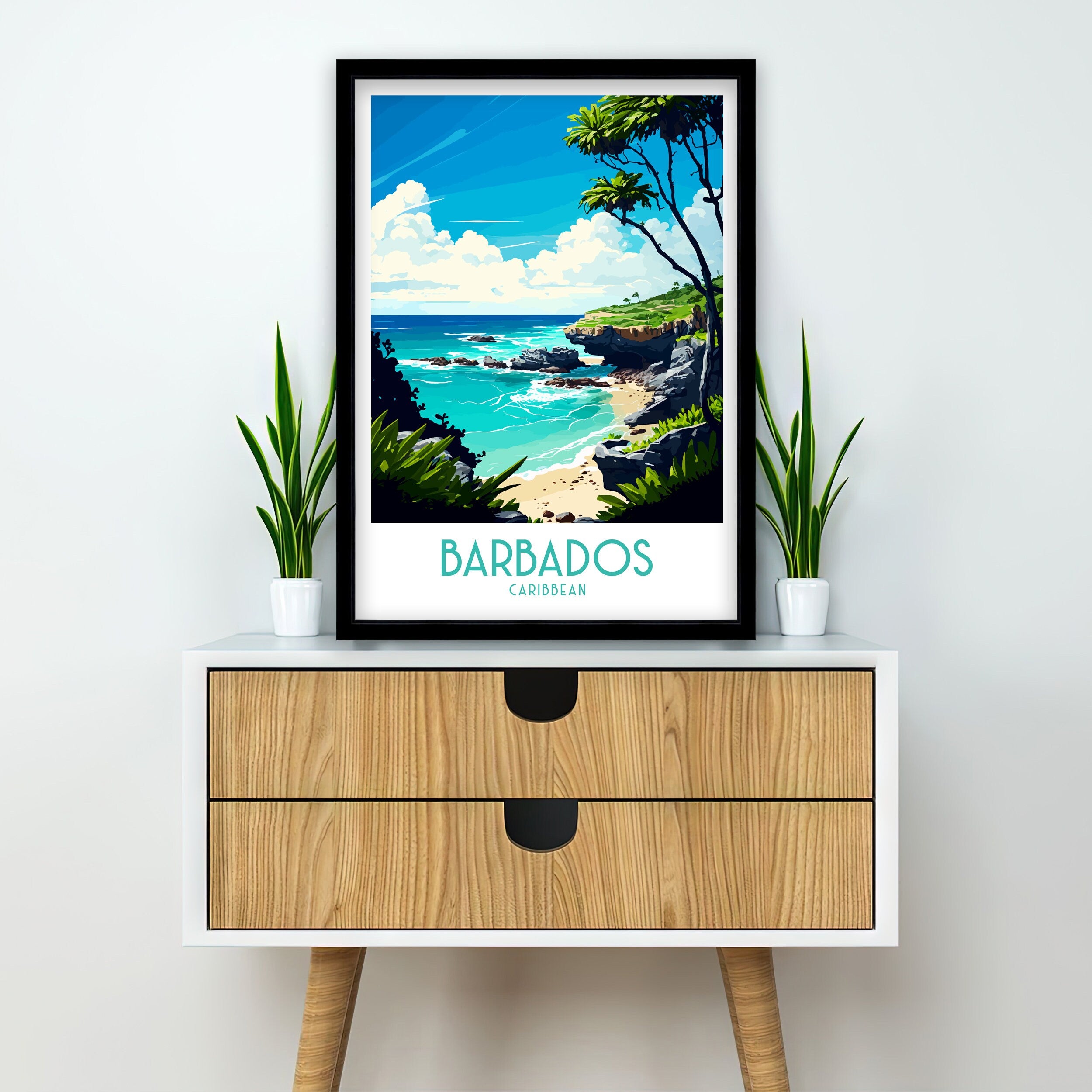Barbados Travel Poster | Caribbean Island Art Print