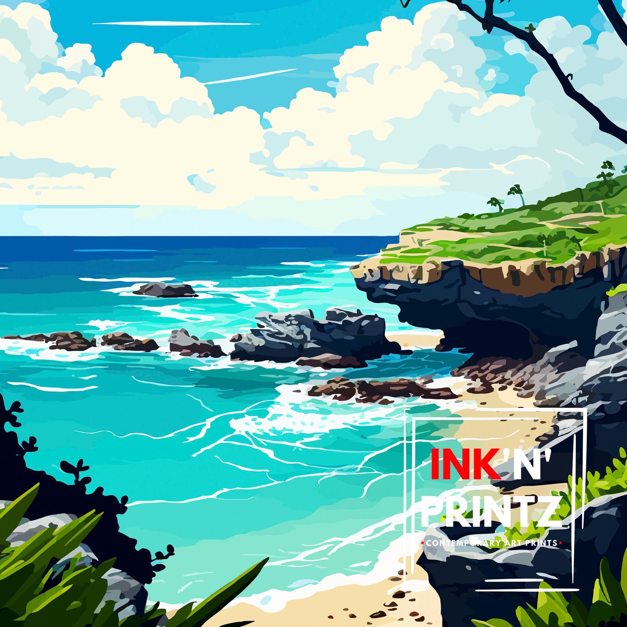 Barbados Travel Poster | Caribbean Island Art Print