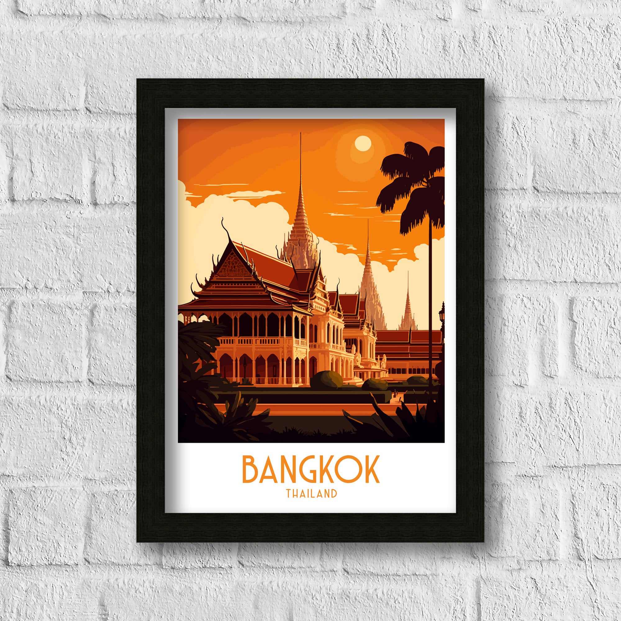 Bangkok Travel Poster | Thailand Cityscape Art Print