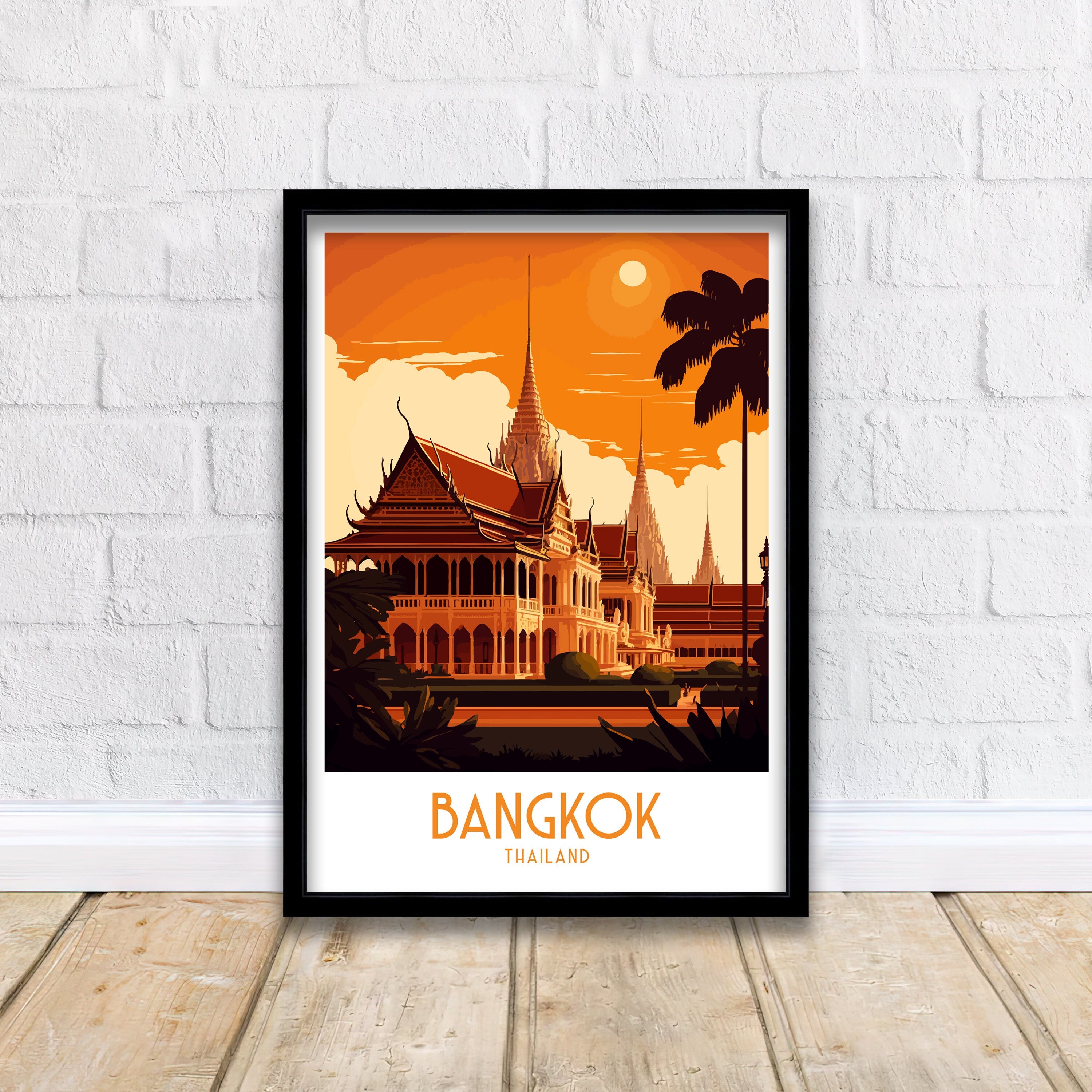 Bangkok Travel Poster | Thailand Cityscape Art Print