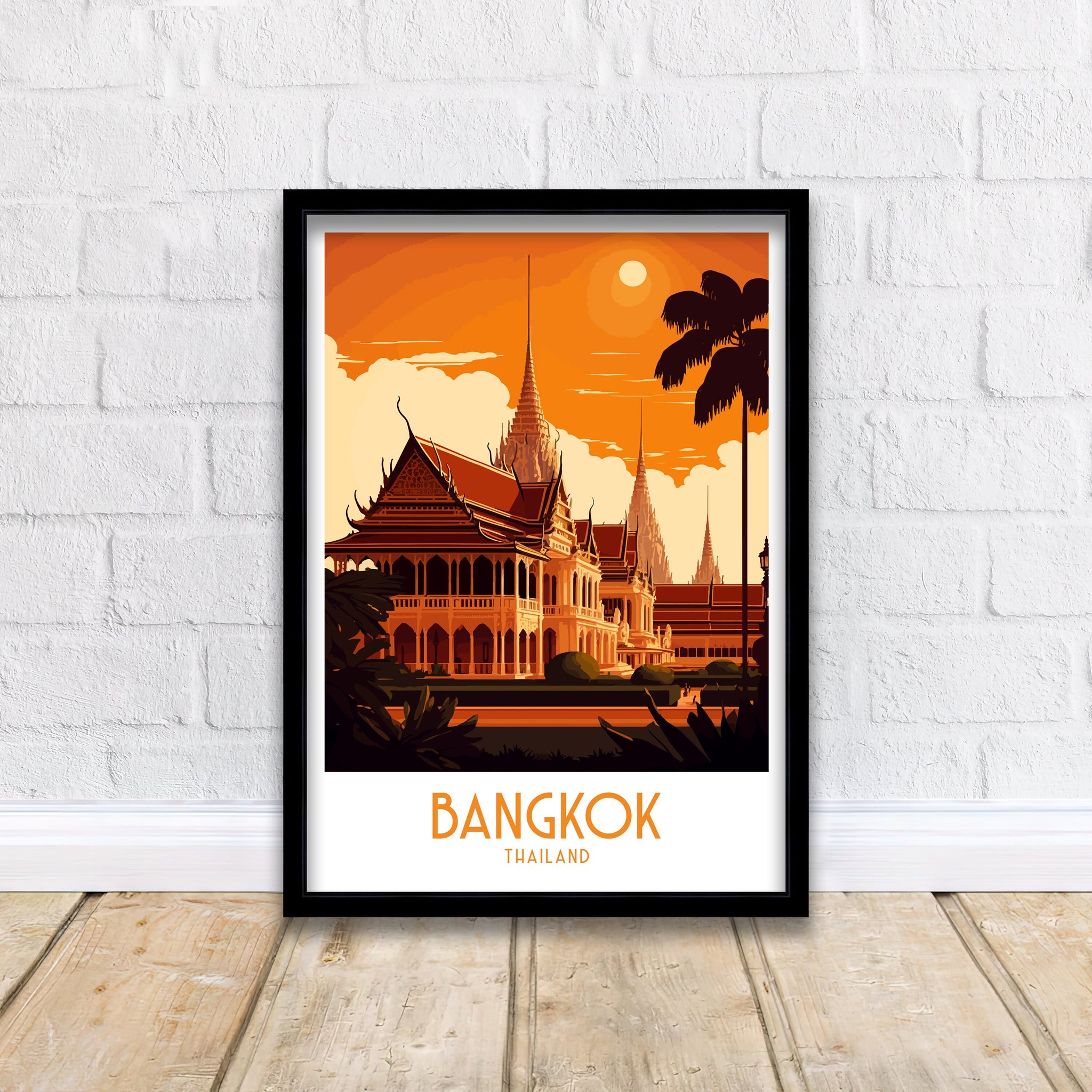 Bangkok Travel Poster | Thailand Cityscape Art Print