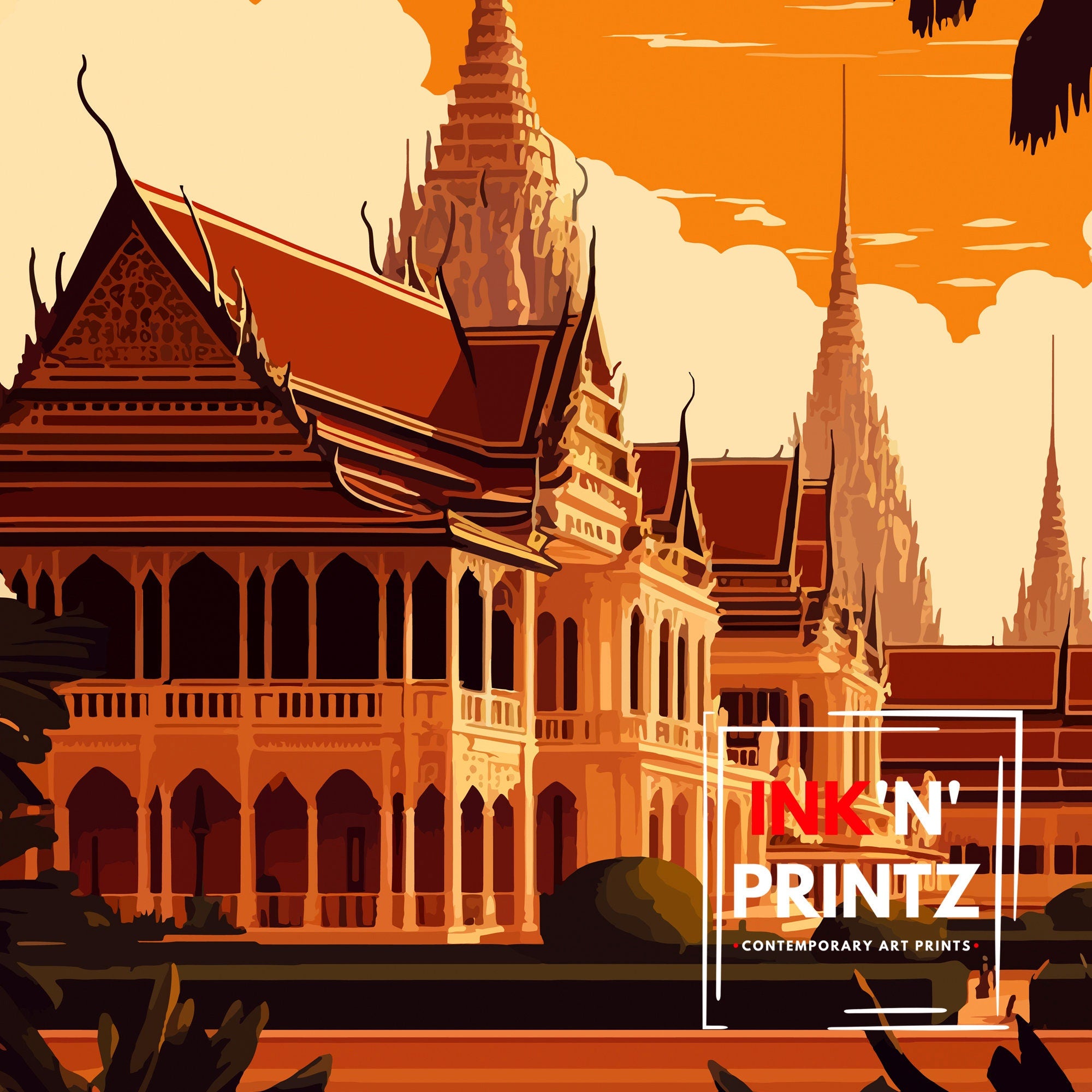 Bangkok Travel Poster | Thailand Cityscape Art Print