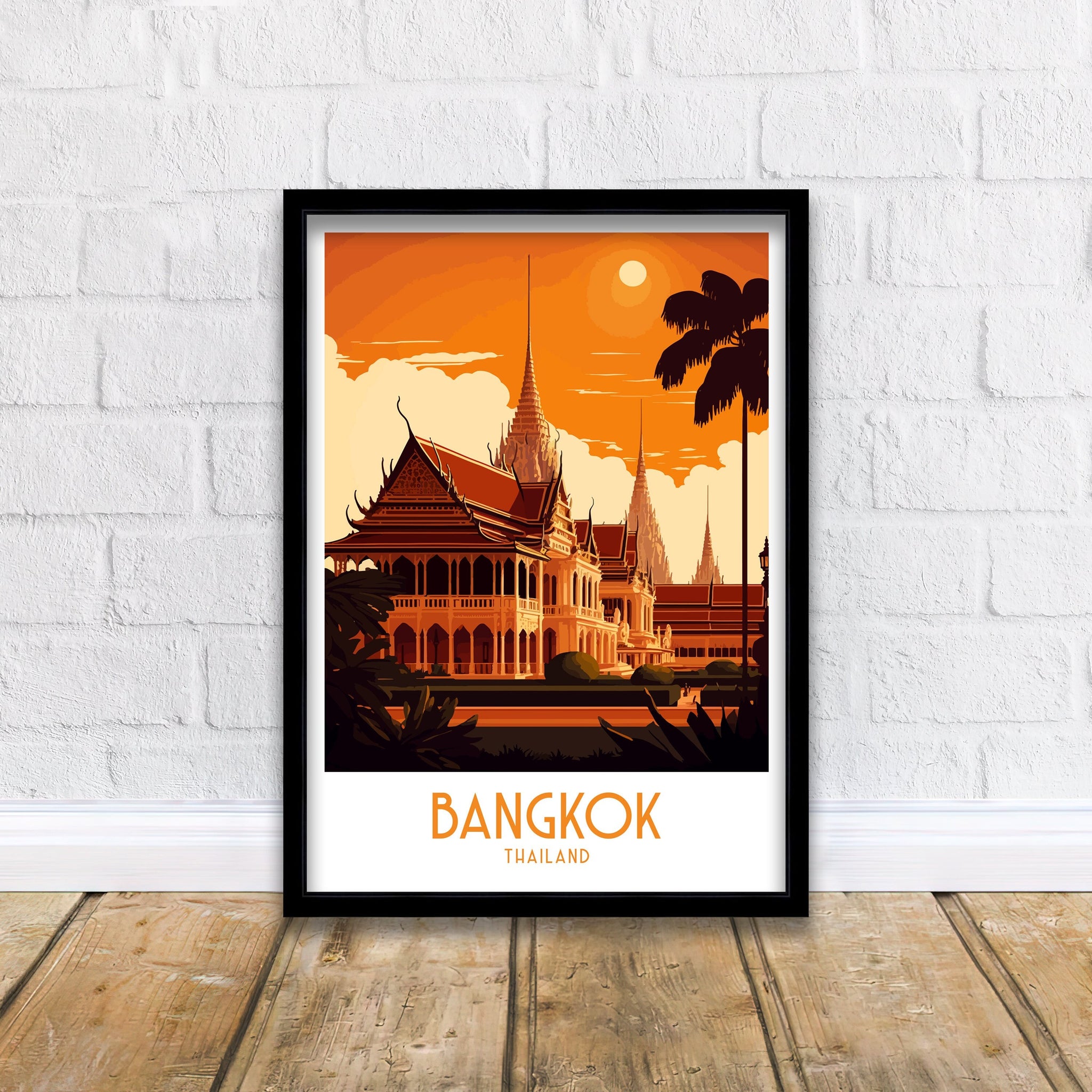 Bangkok Travel Poster | Thailand Cityscape Art Print