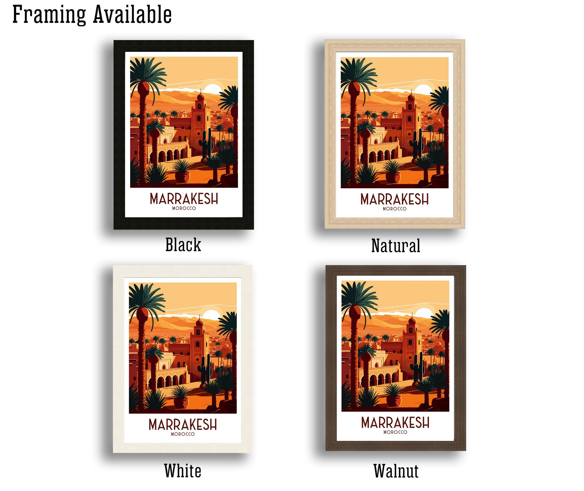Marrakesh Travel Poster | Vibrant Morocco Print