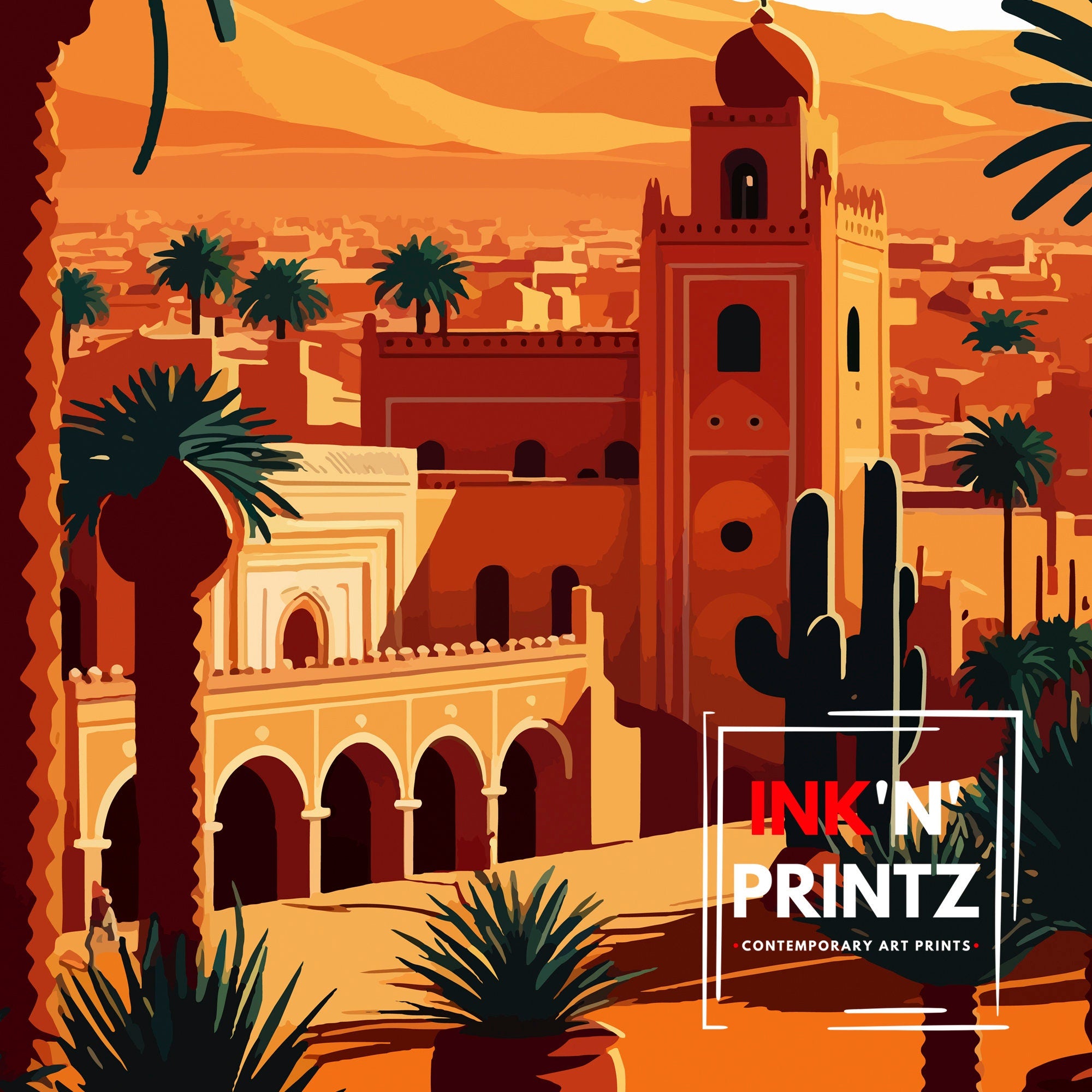 Marrakesh Travel Poster | Vibrant Morocco Print