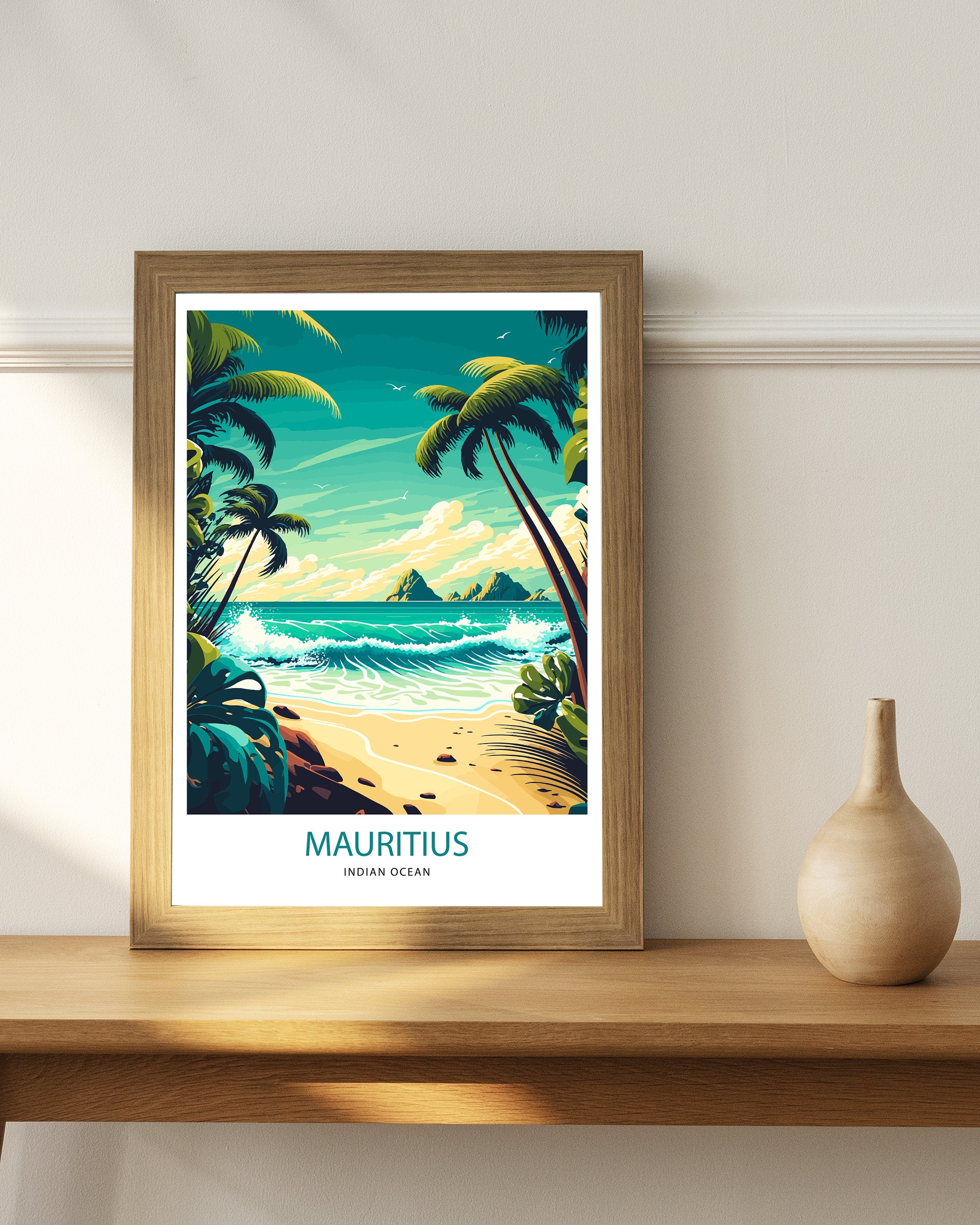 Mauritius Travel Poster | Tropical Island Art Print