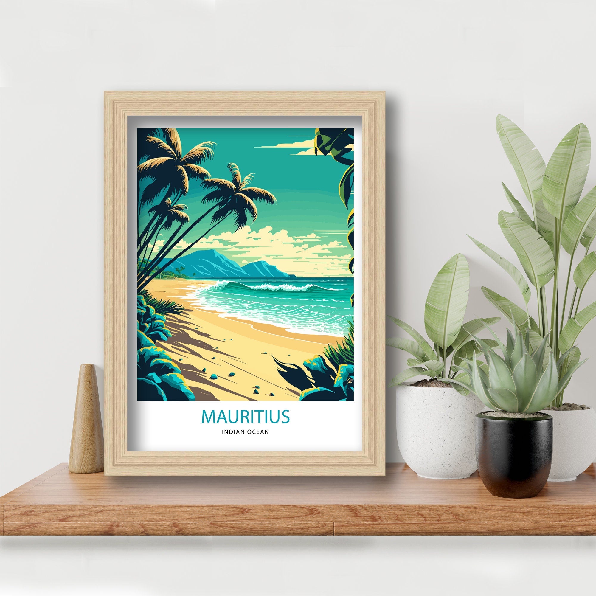 Mauritius Travel Poster | Tropical Island Art Print