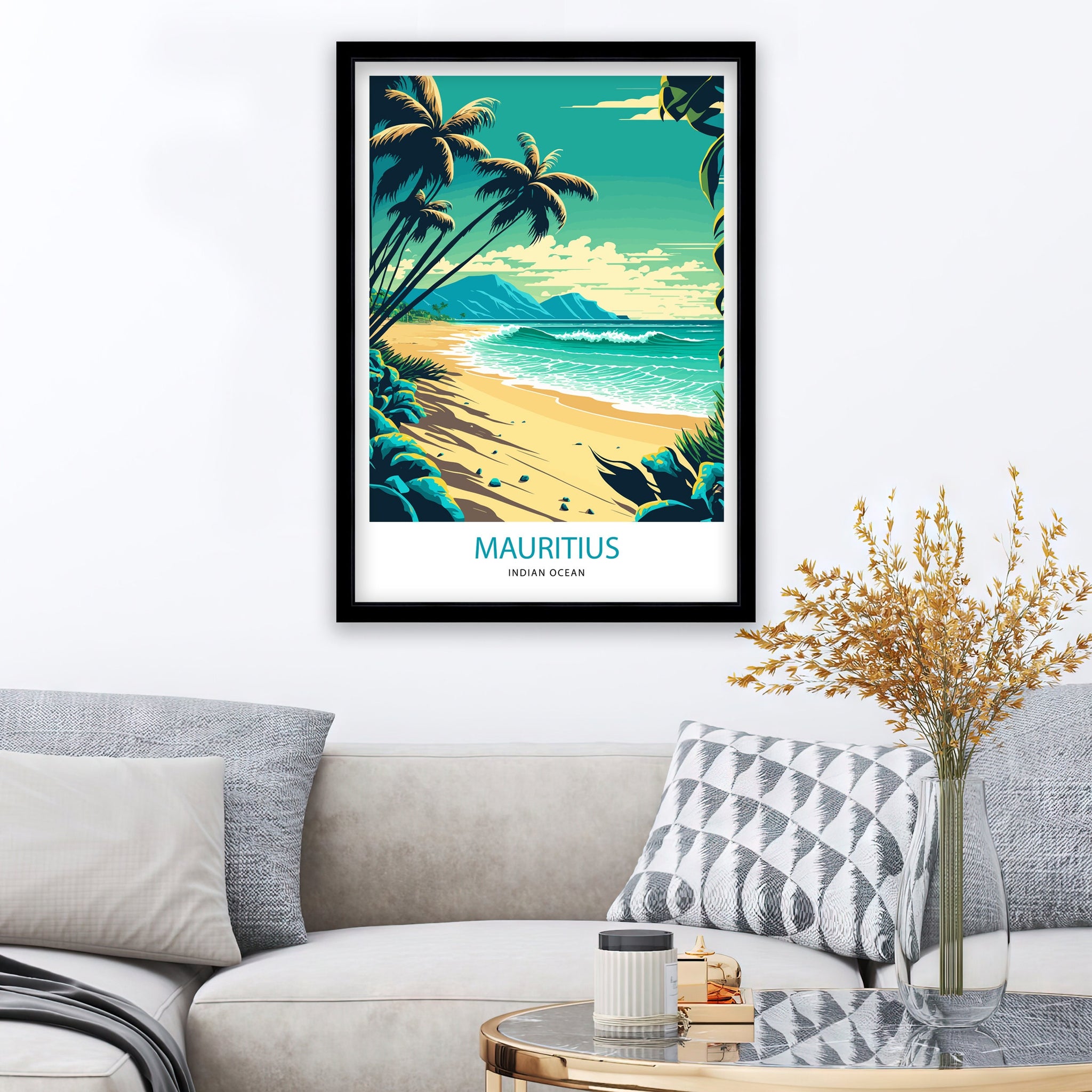 Mauritius Travel Poster | Tropical Island Art Print