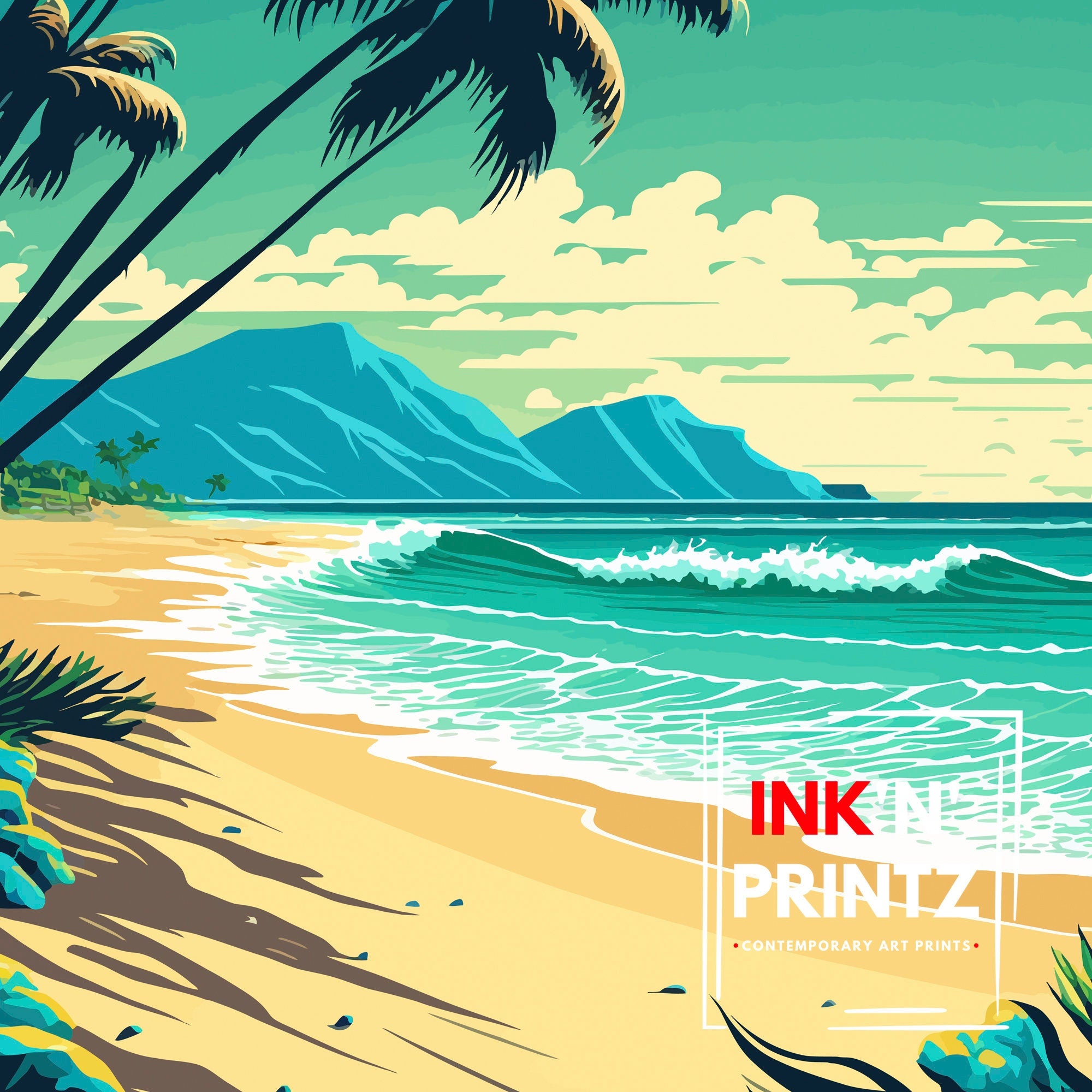 Mauritius Travel Poster | Tropical Island Art Print