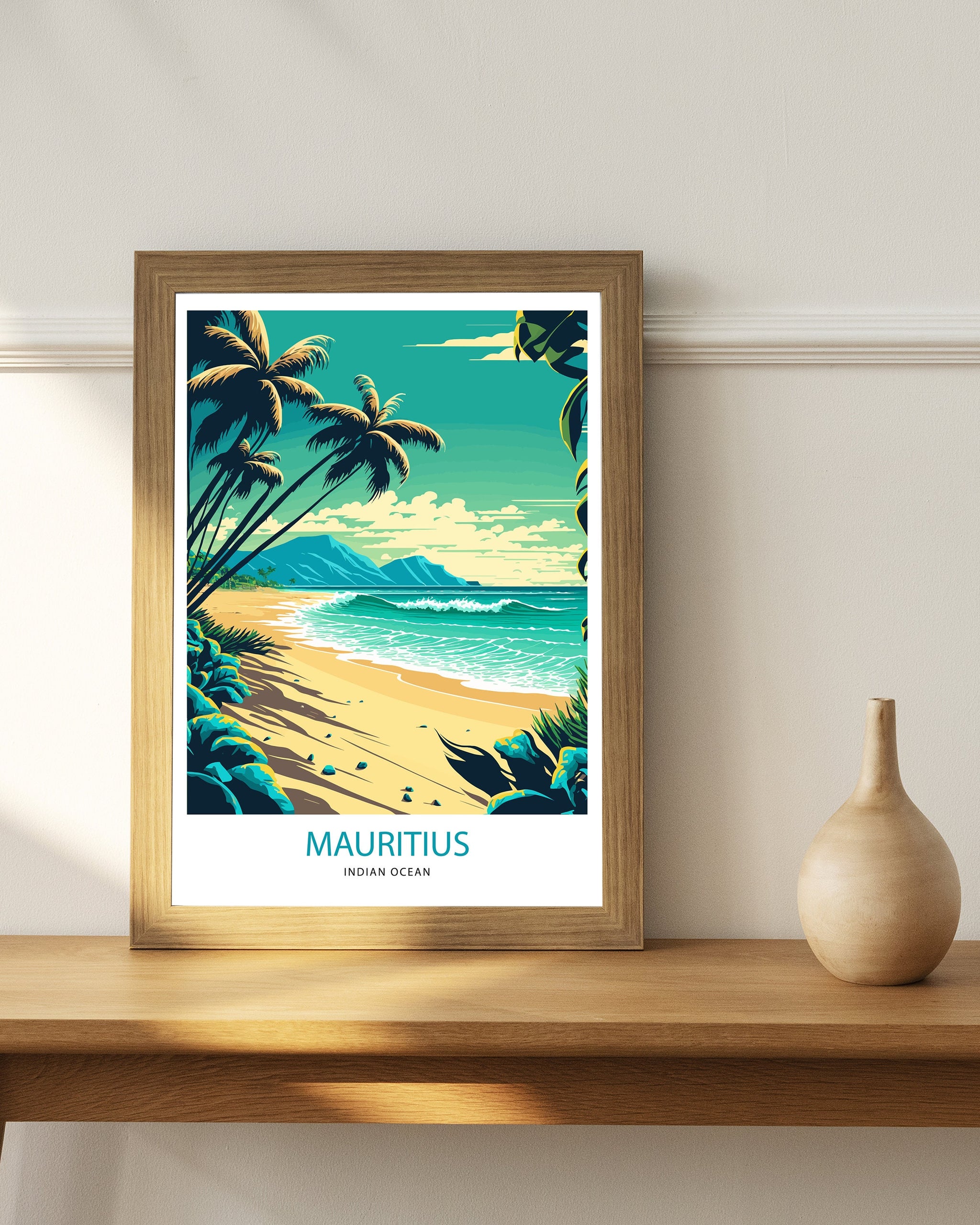 Mauritius Travel Poster | Tropical Island Art Print